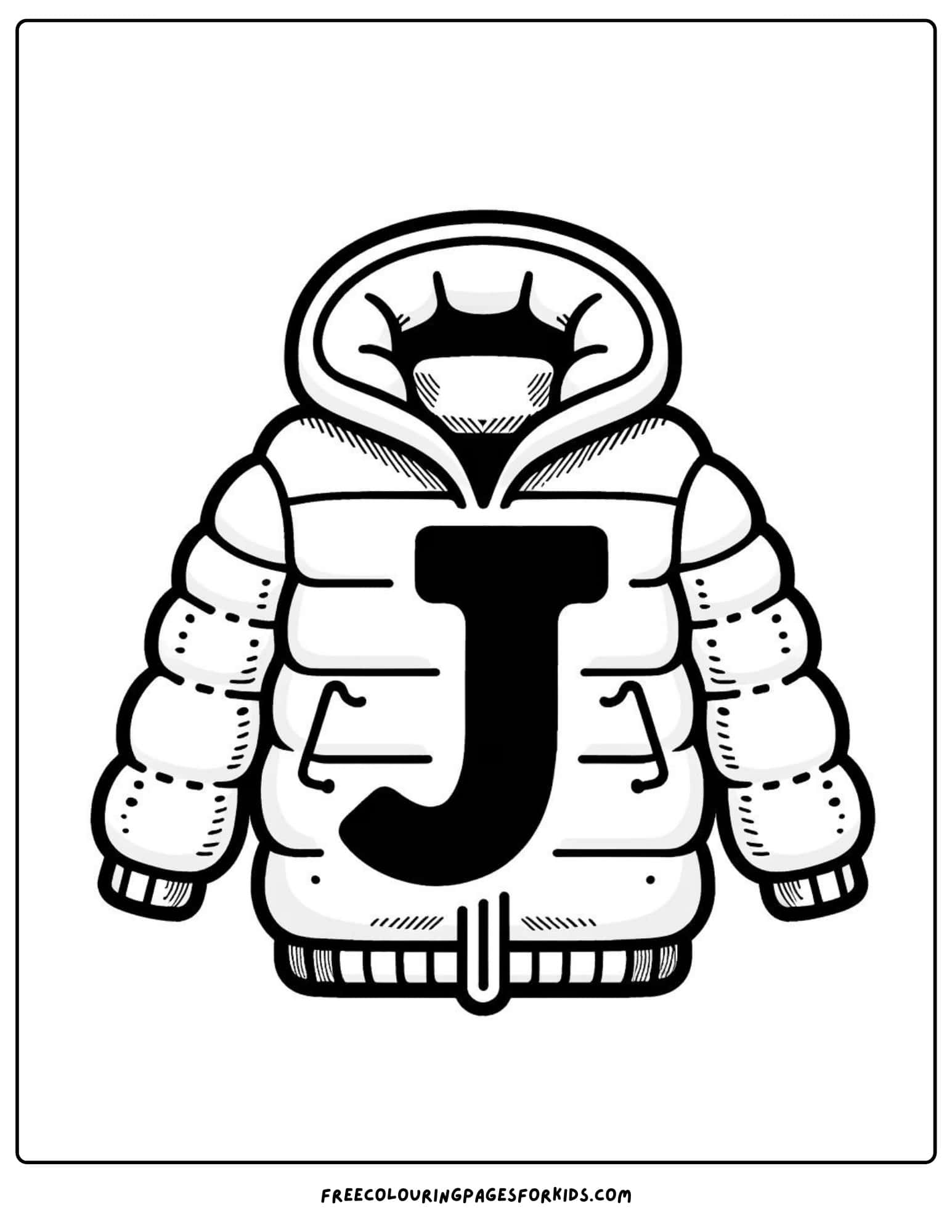 letter j for jacket coloring page