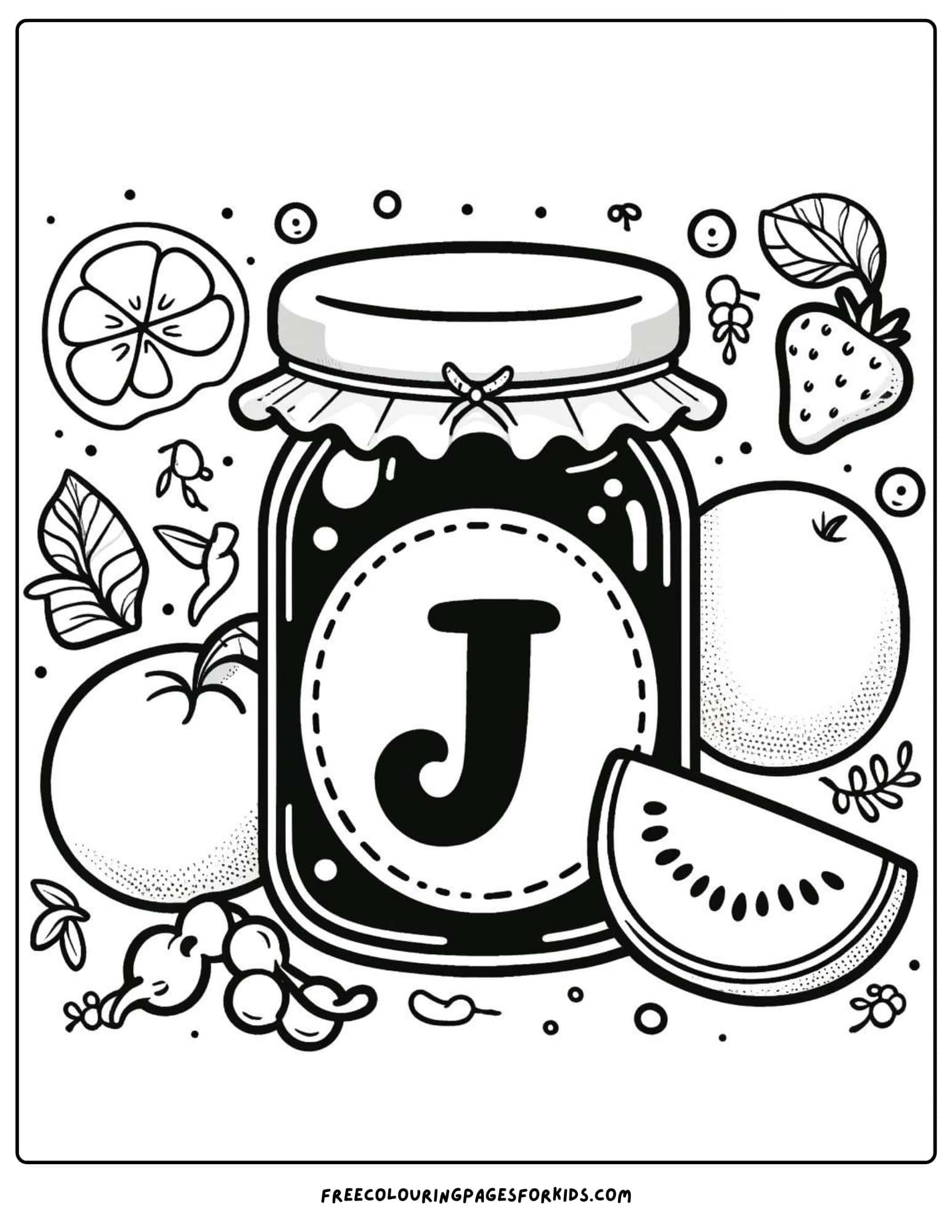 letter j for jam coloring page