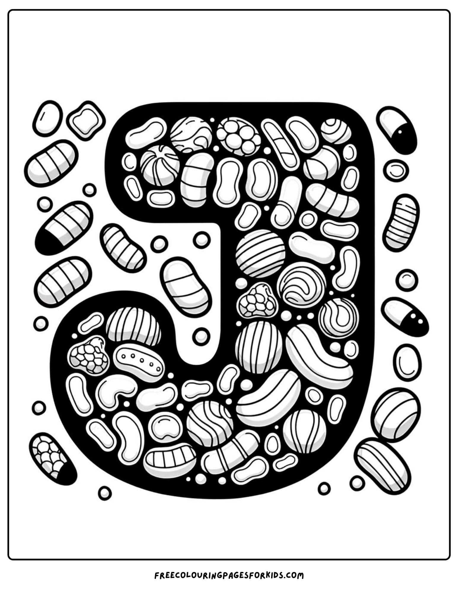 letter j for jelly beans coloring page