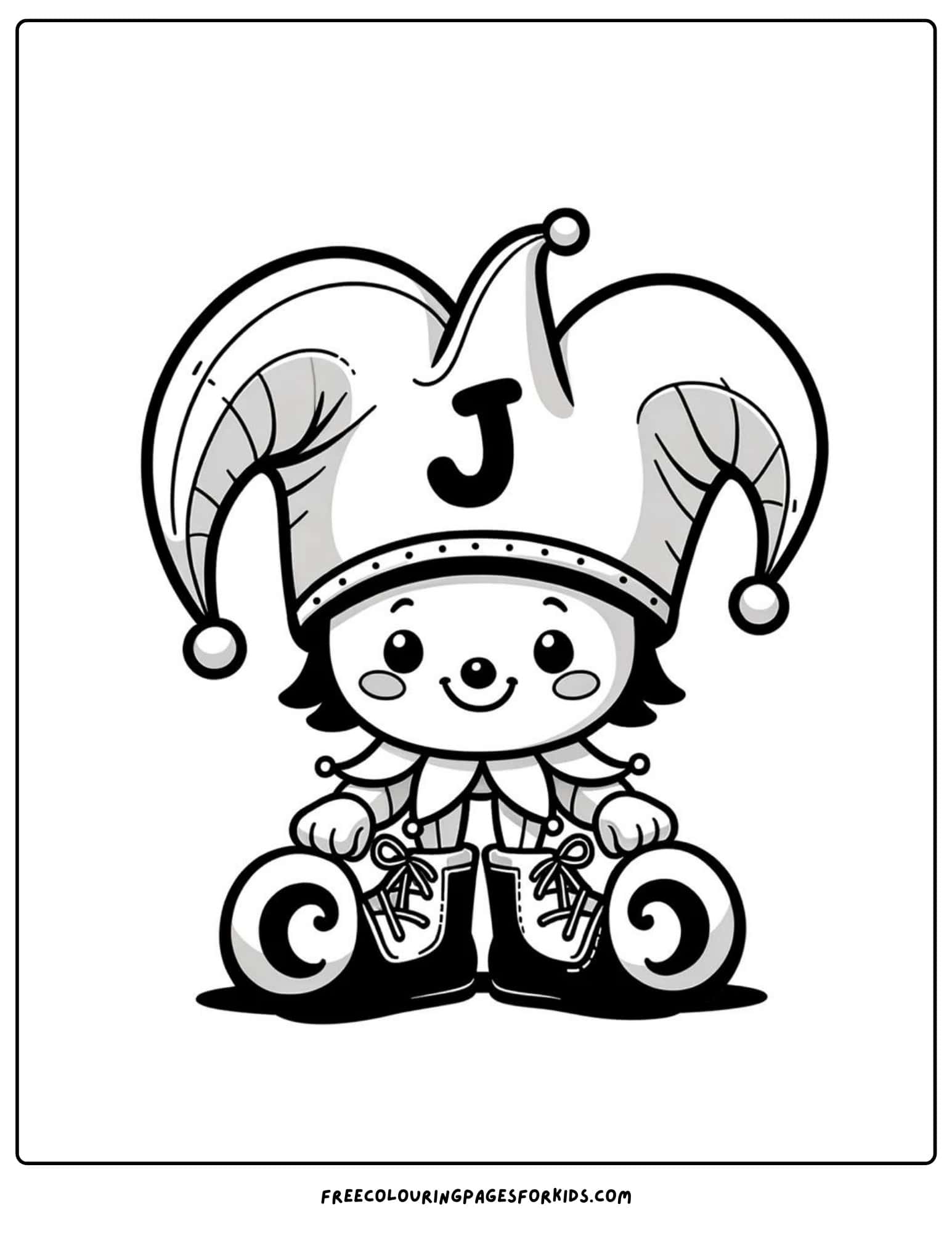 letter j for jester coloring page