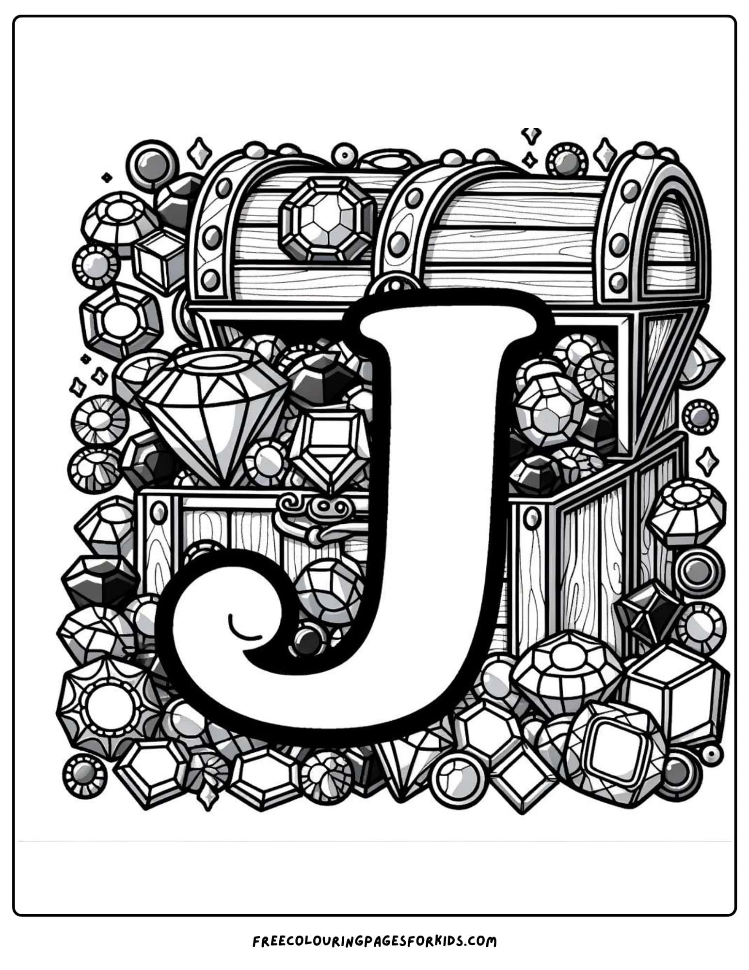 letter j for jewels coloring page