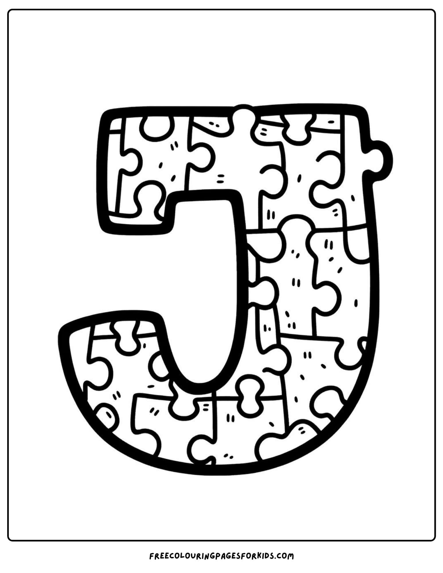 letter j for jigsaw coloring page