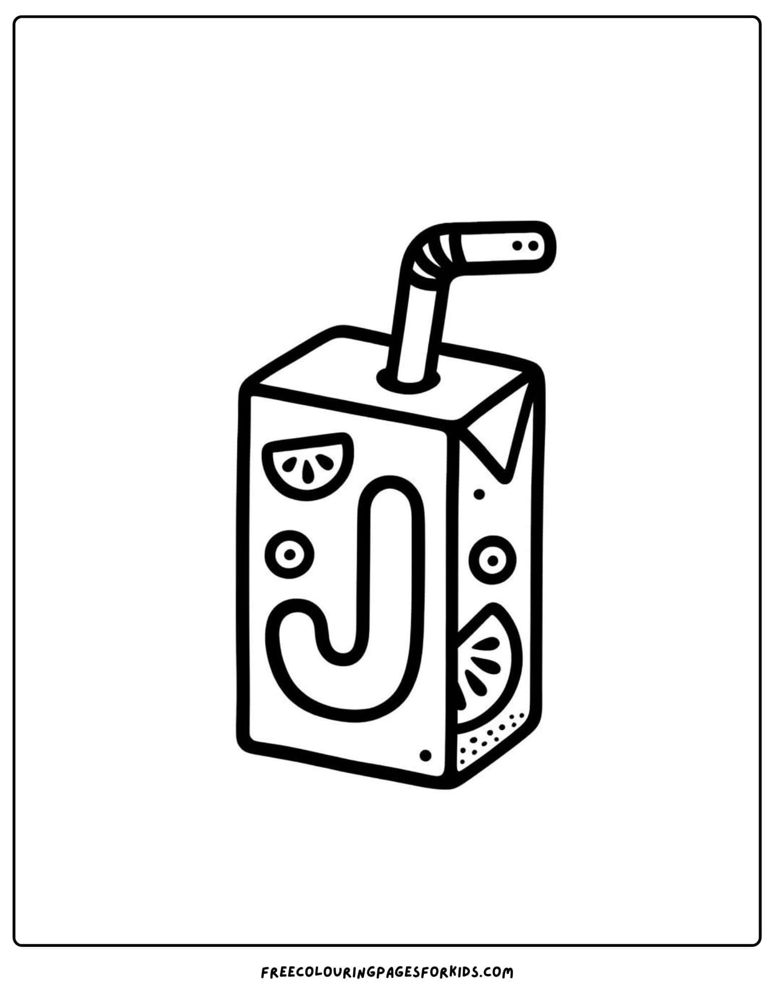 letter j for juice box coloring page