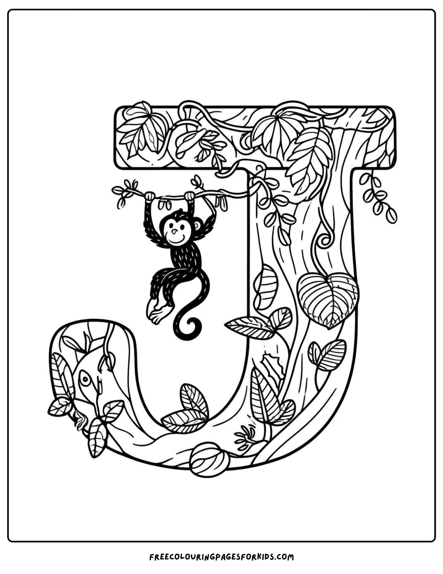 letter j for jungle coloring page