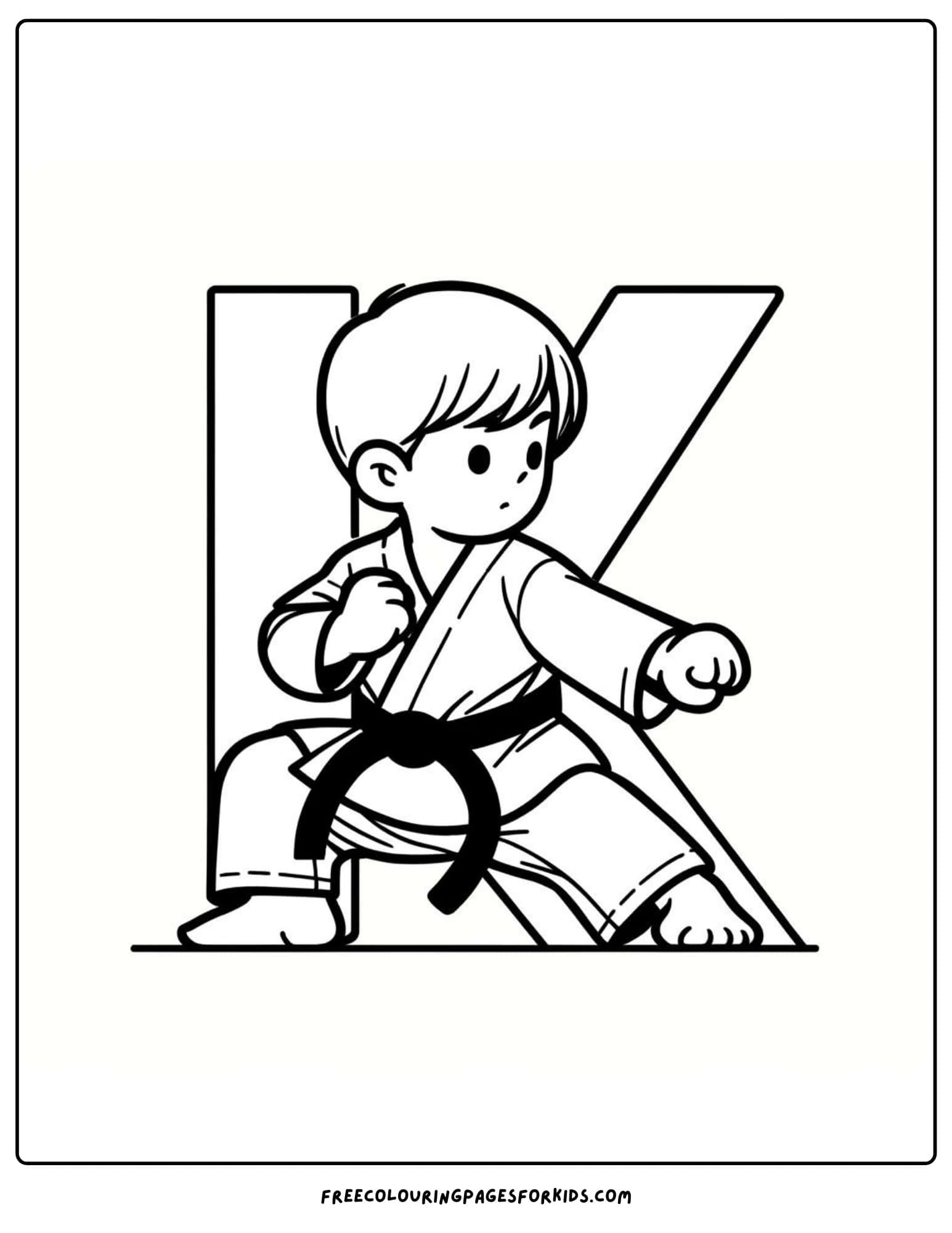 letter k for karate coloring page