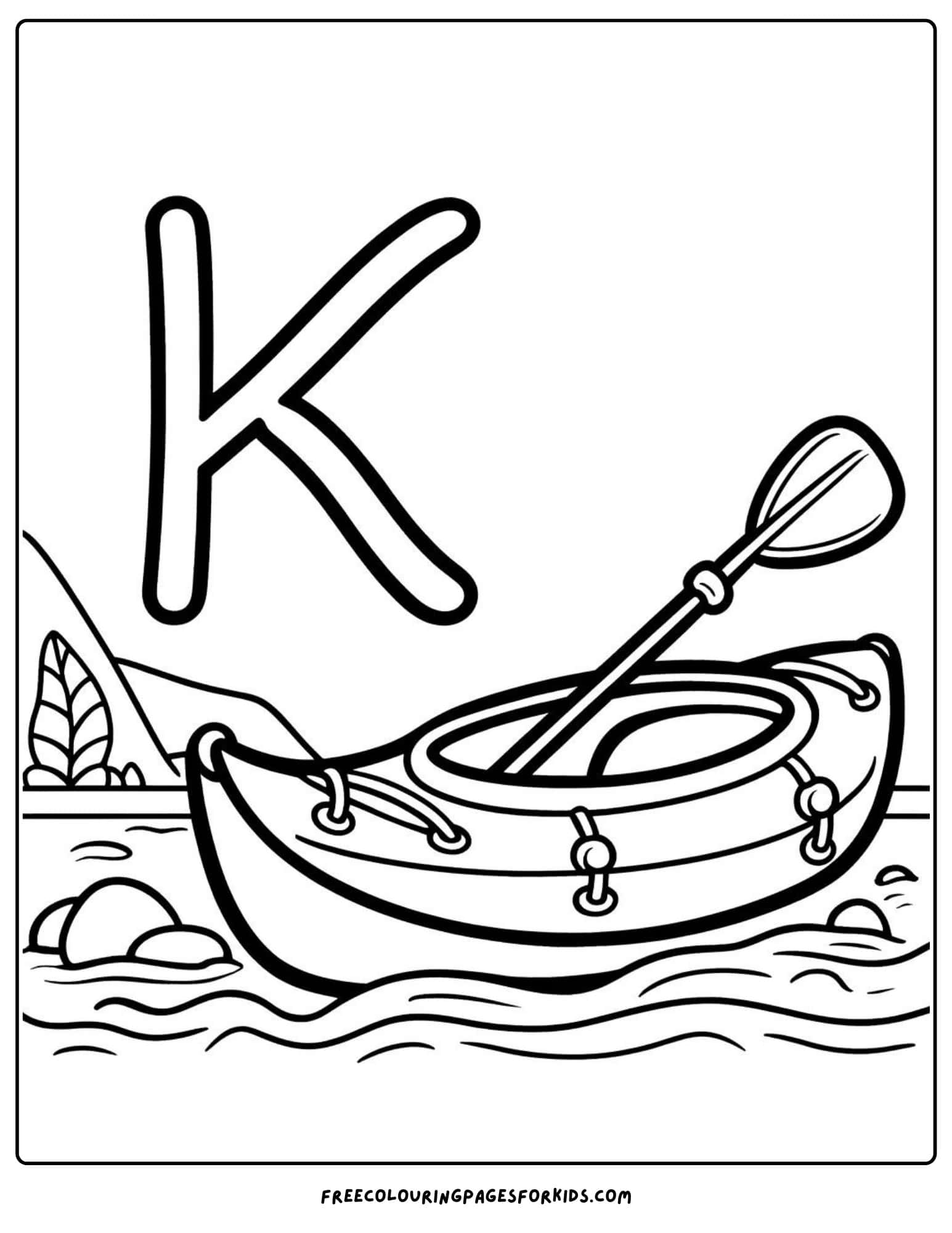 letter k for kayak coloring page