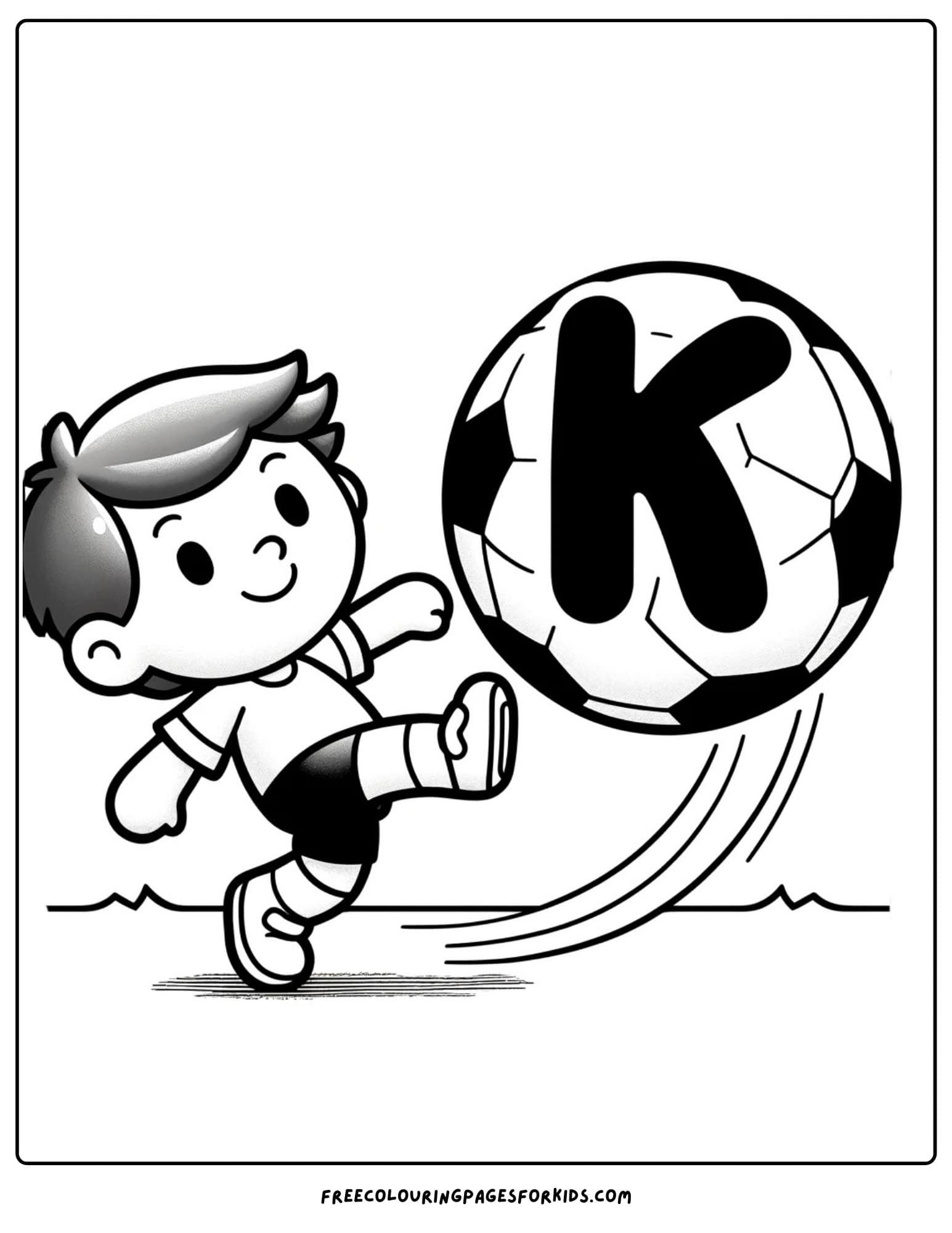 letter k for kick coloring page