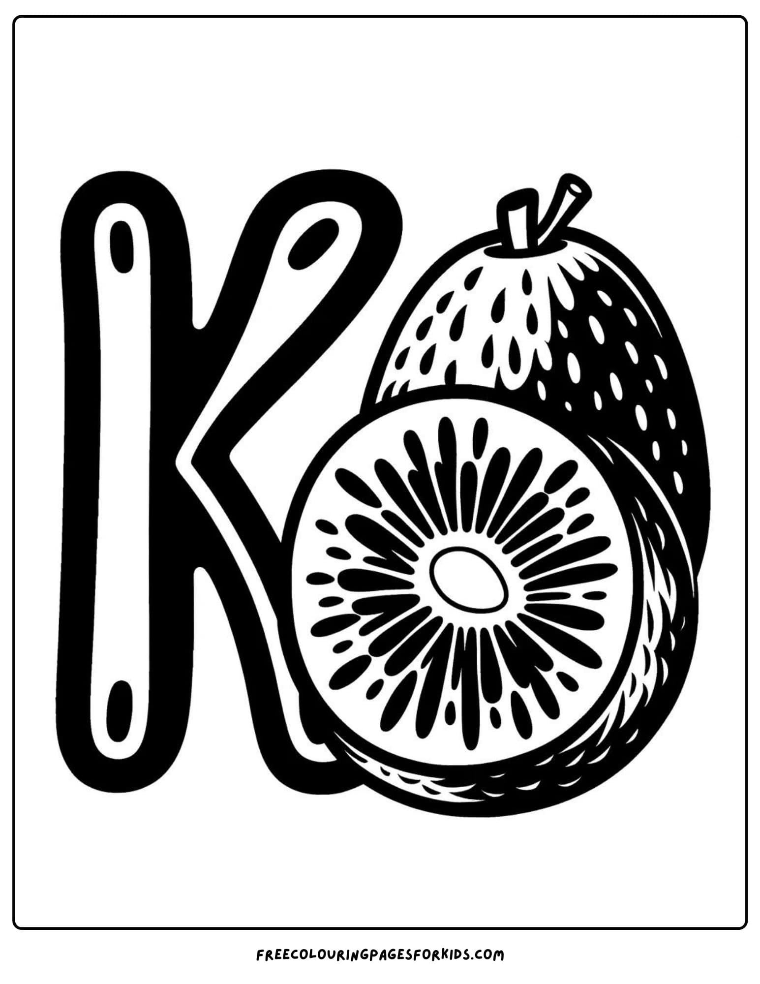 letter k for kiwi coloring page