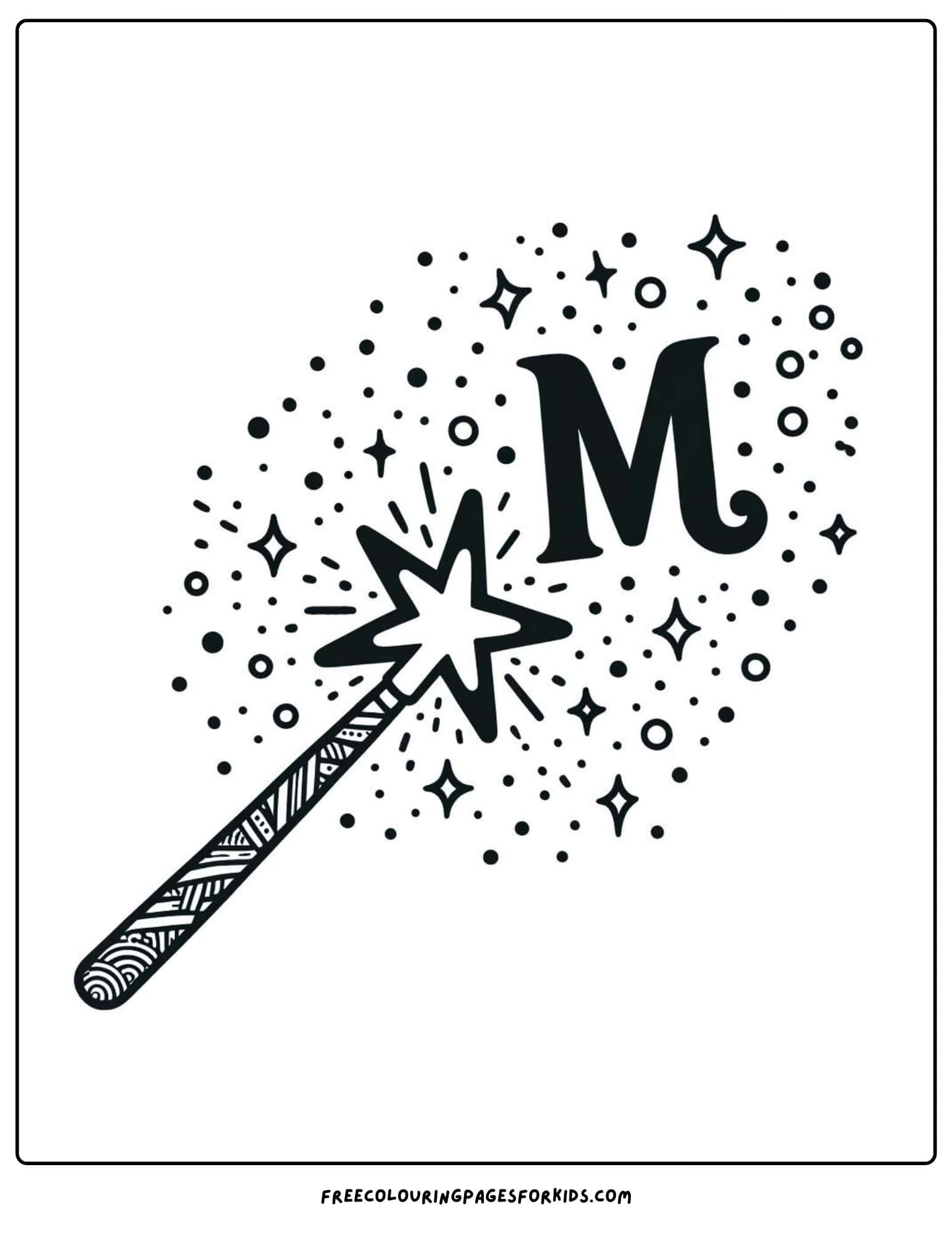 m for magic wand coloring page