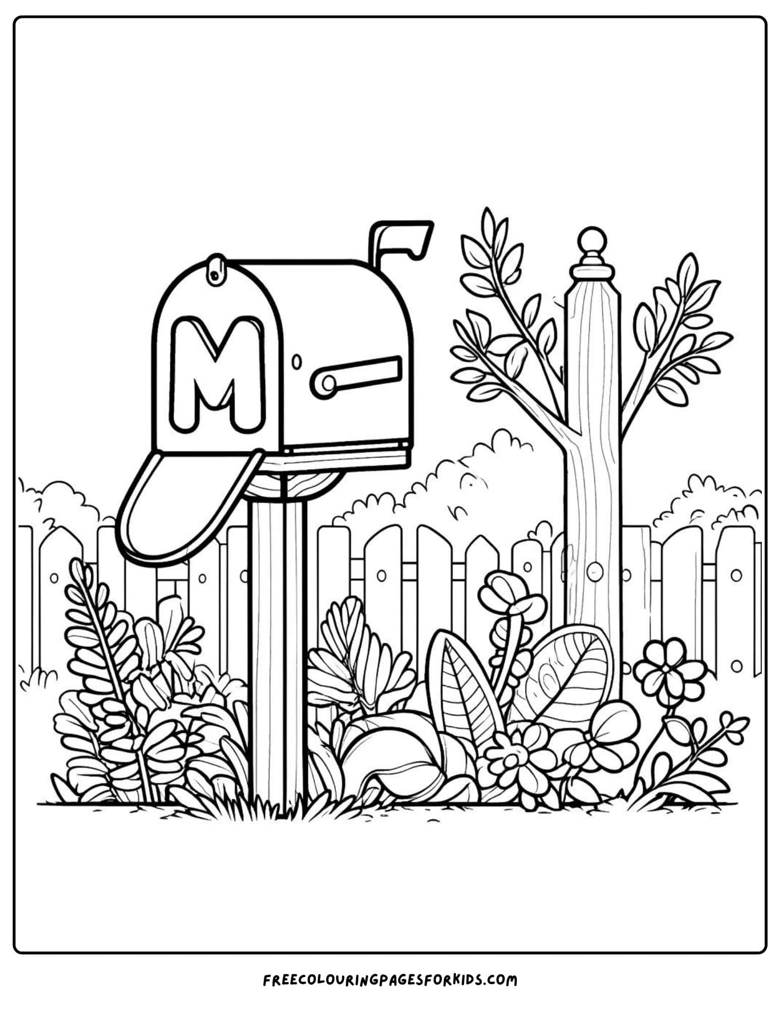 m for mailbox coloring page