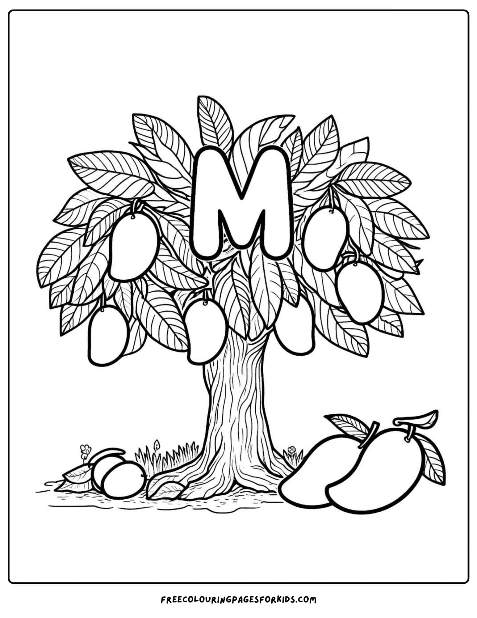 m for mangos coloring page