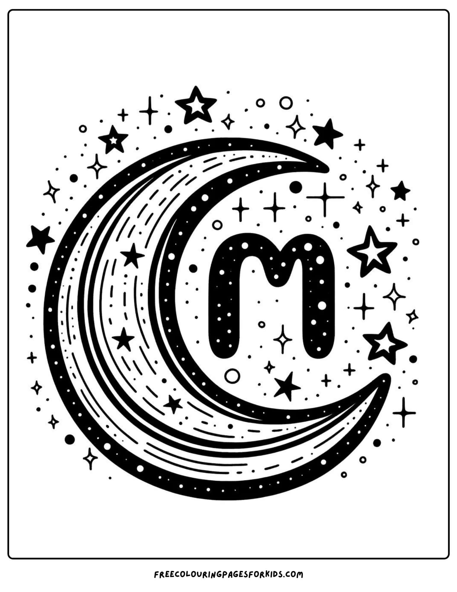 m for moon coloring page