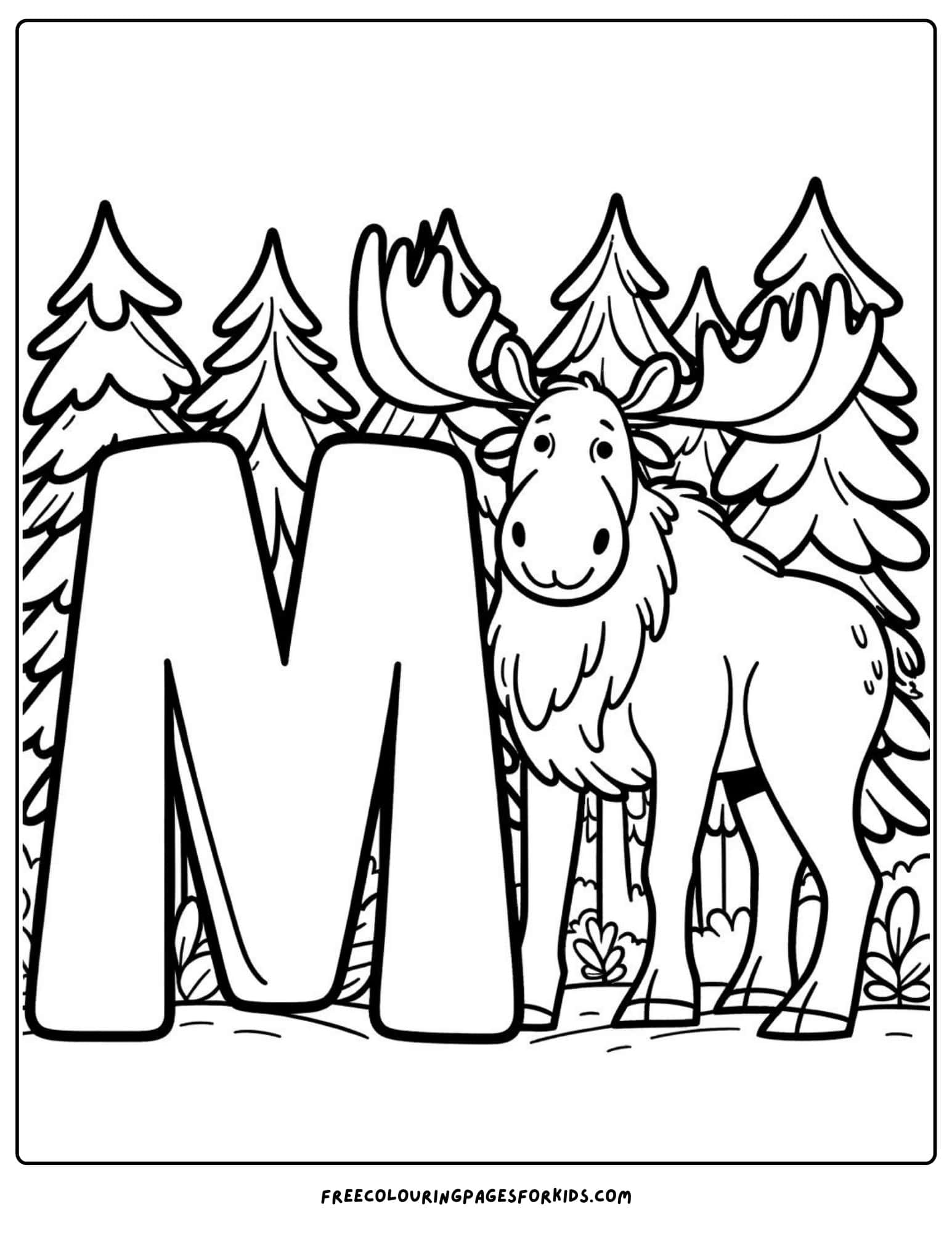 m for moose coloring page