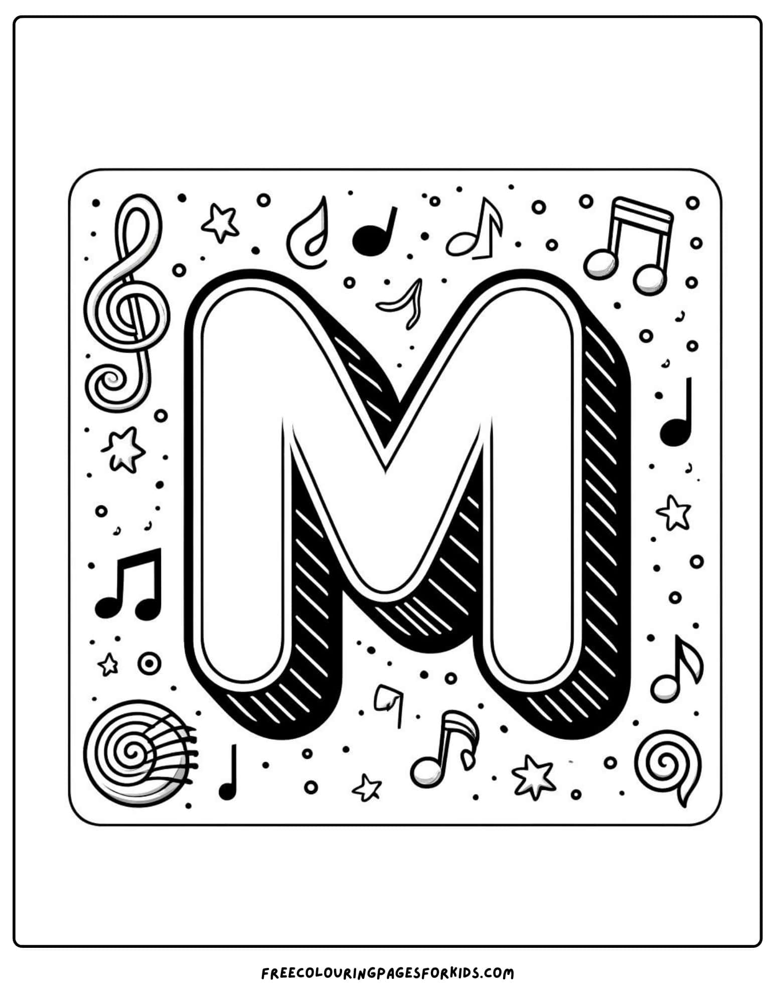 m for music coloring page