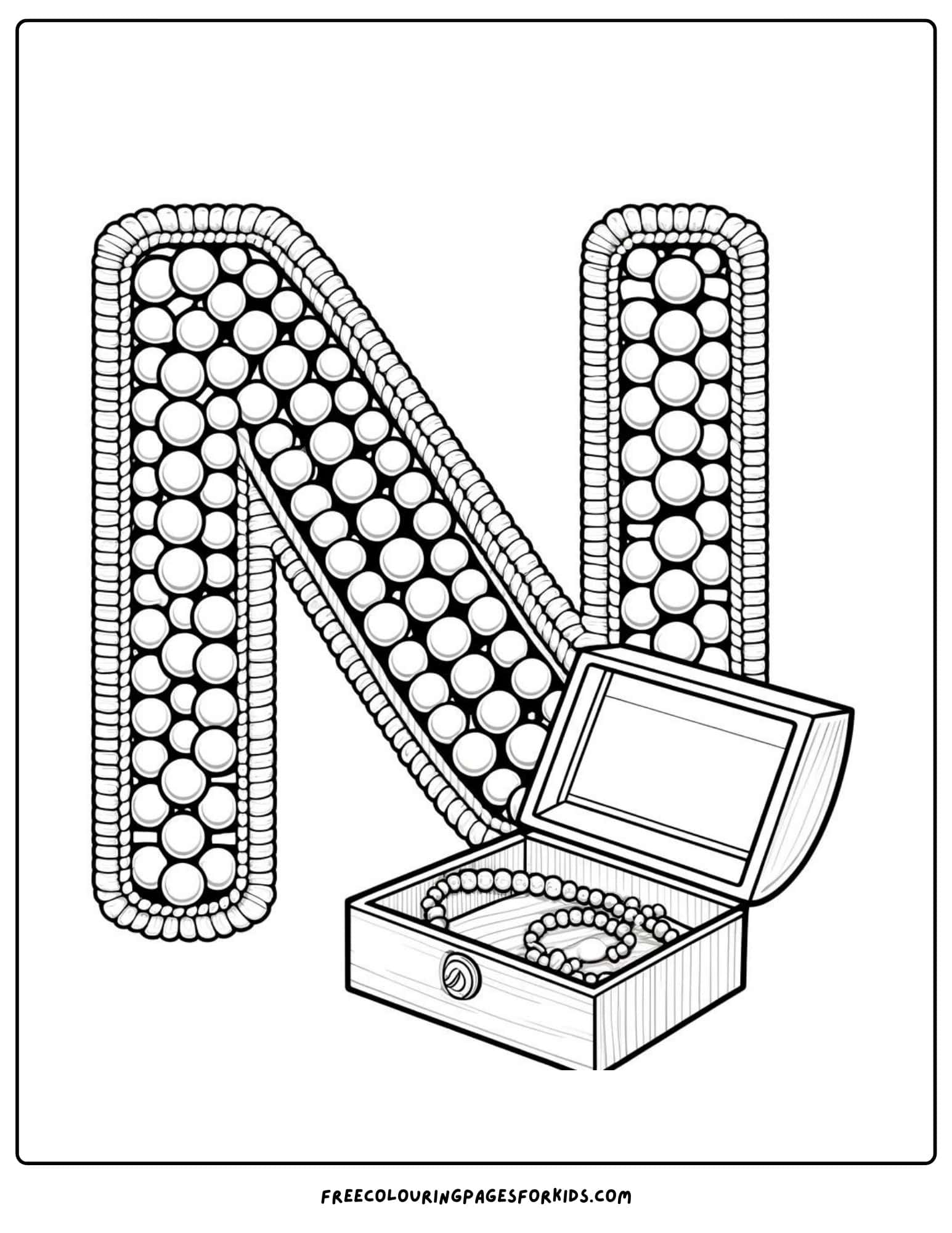 letter n for necklace coloring page