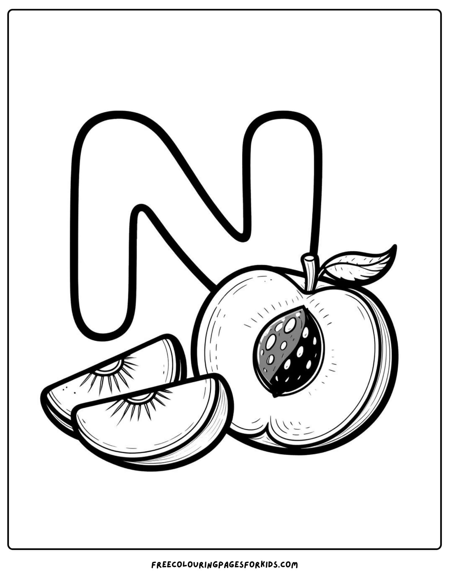 letter n for nectarine coloring page