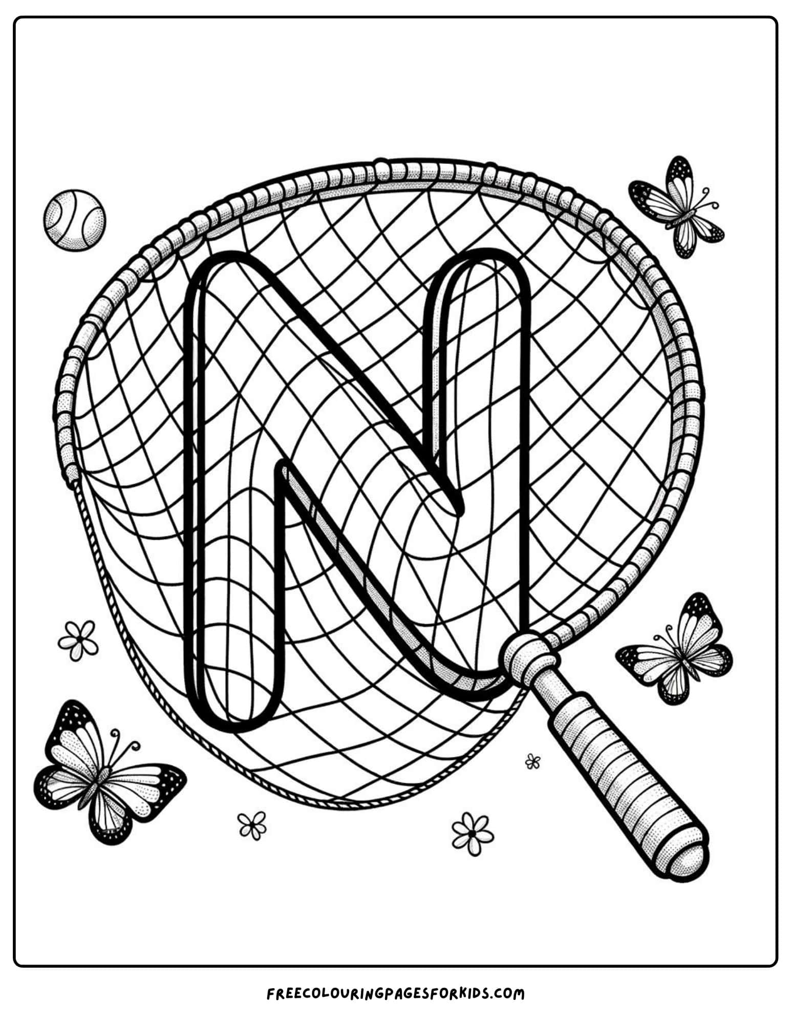 letter n for net coloring page