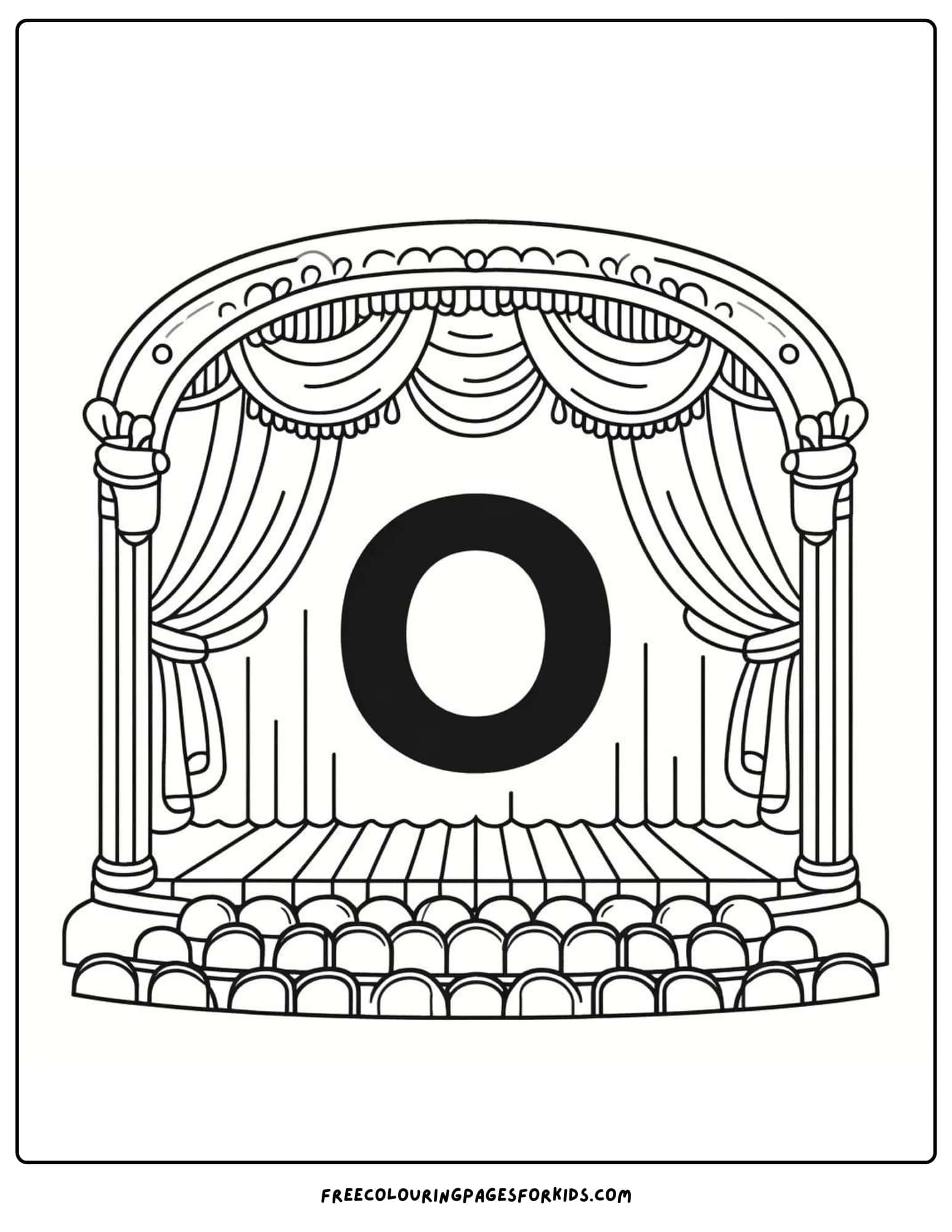 letter 0 for opera coloring page