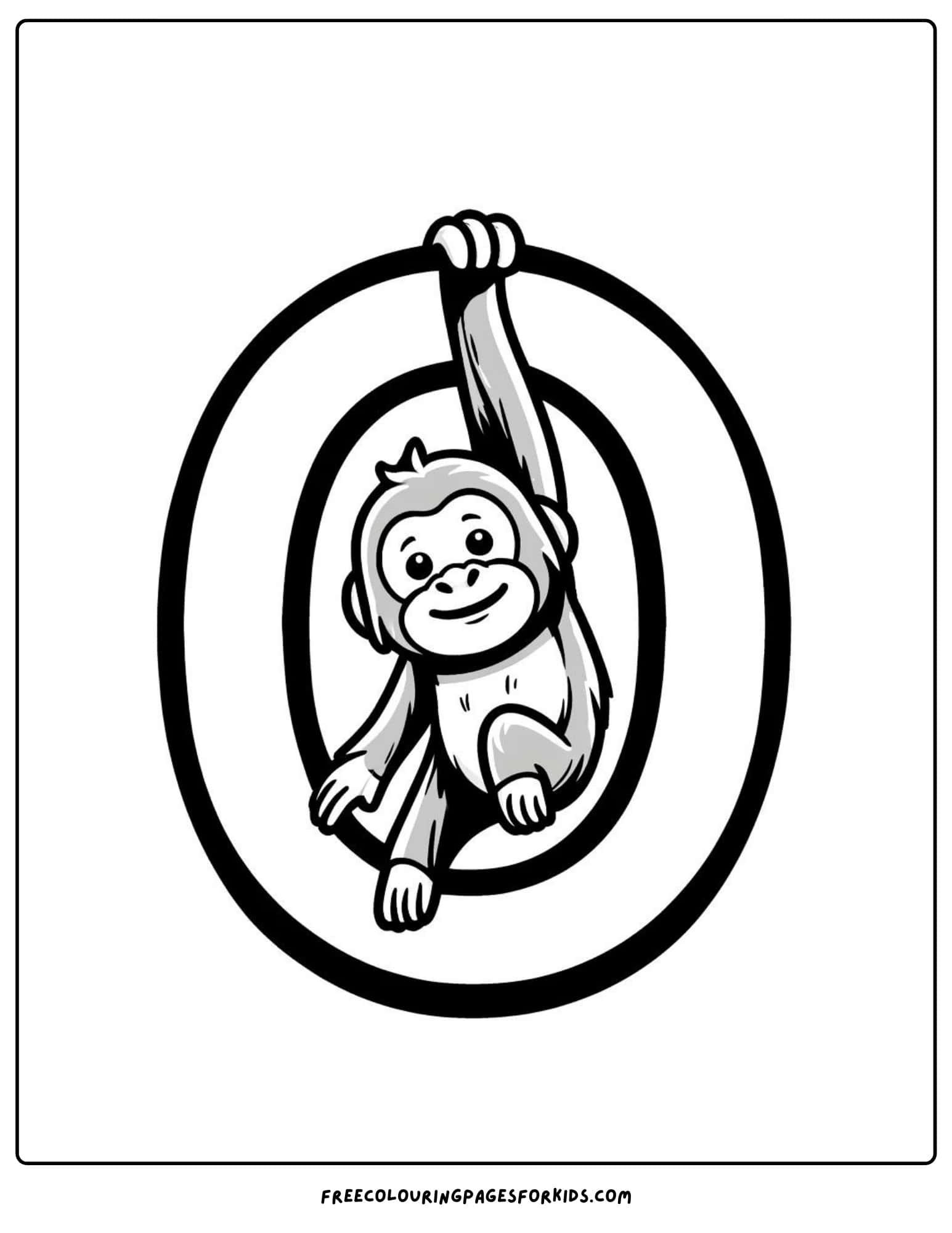 letter 0 for orangutan coloring page