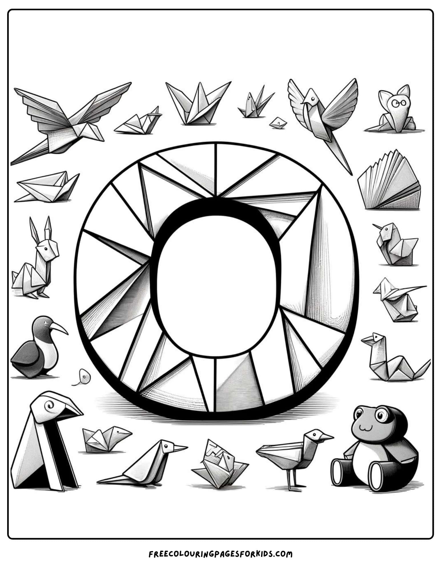 letter 0 for oragami coloring page