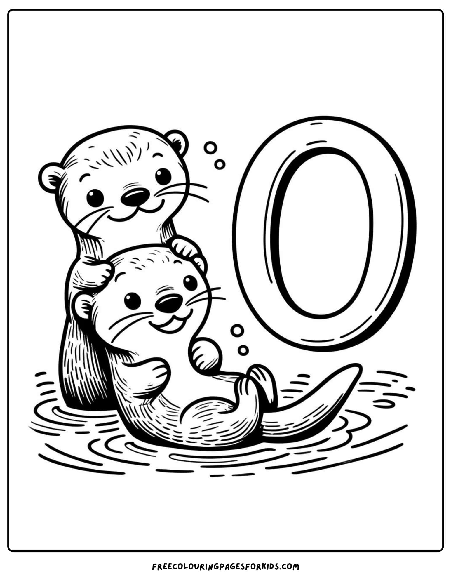 letter 0 for otter coloring page