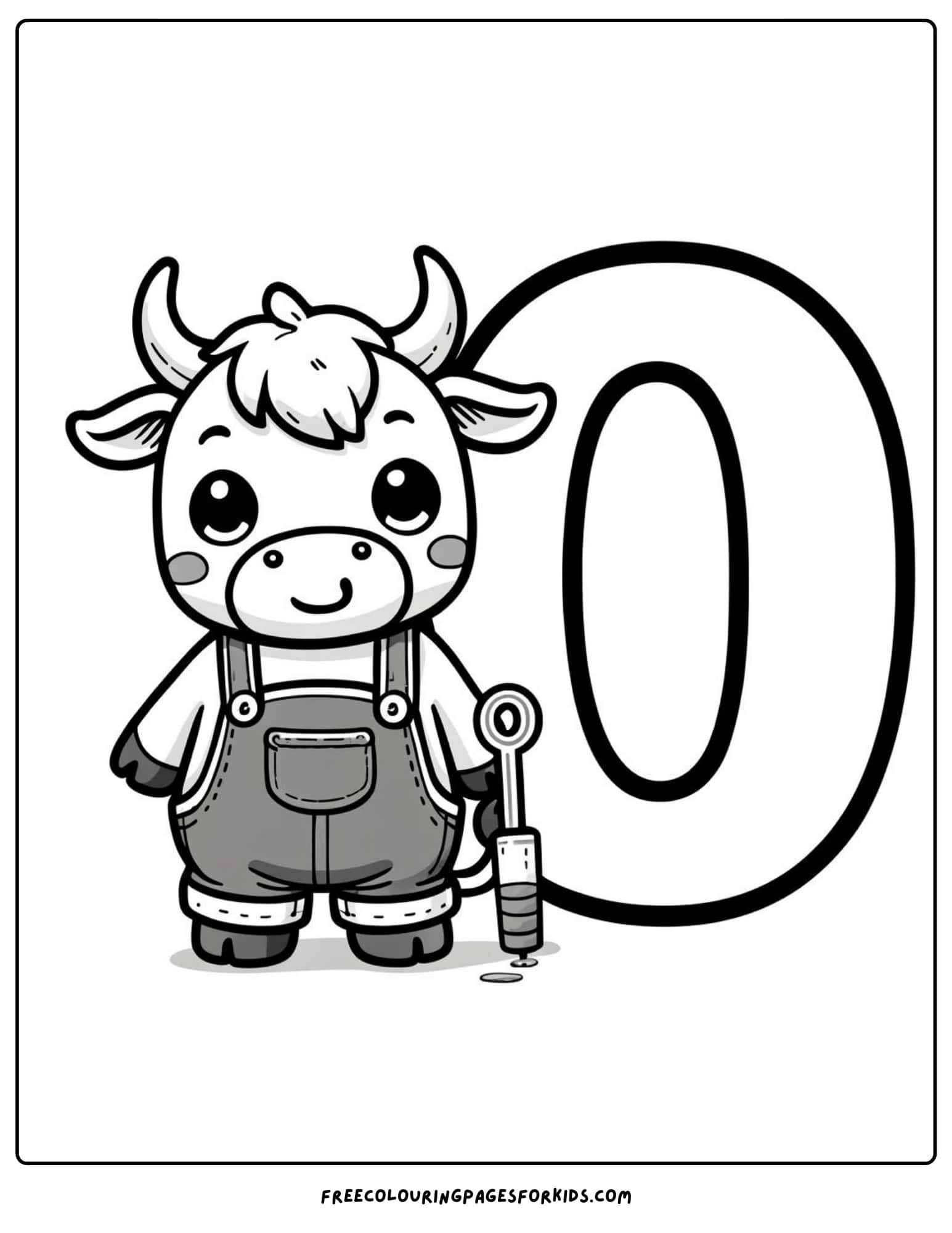 letter 0 for ox coloring page