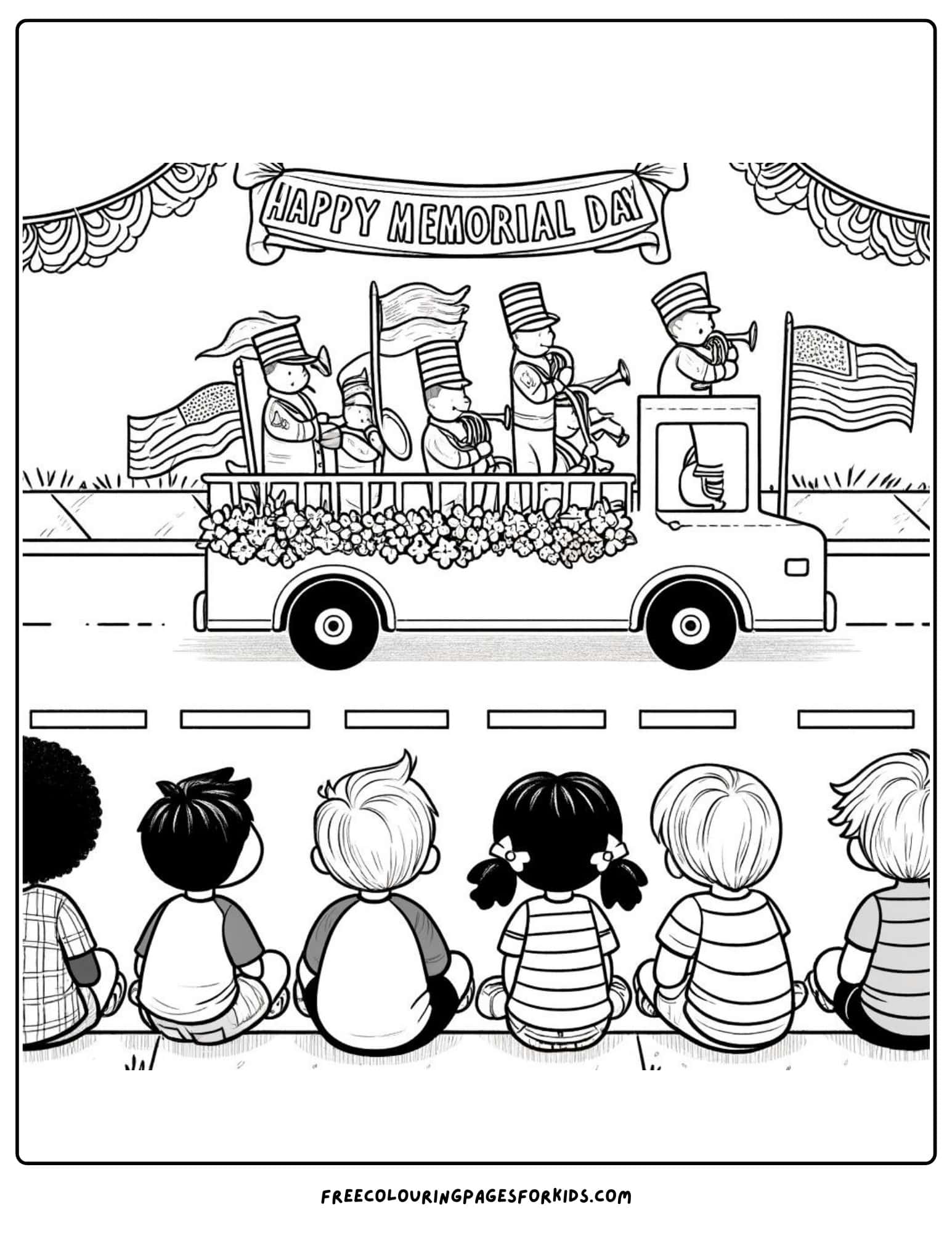 memorial day parade coloring page