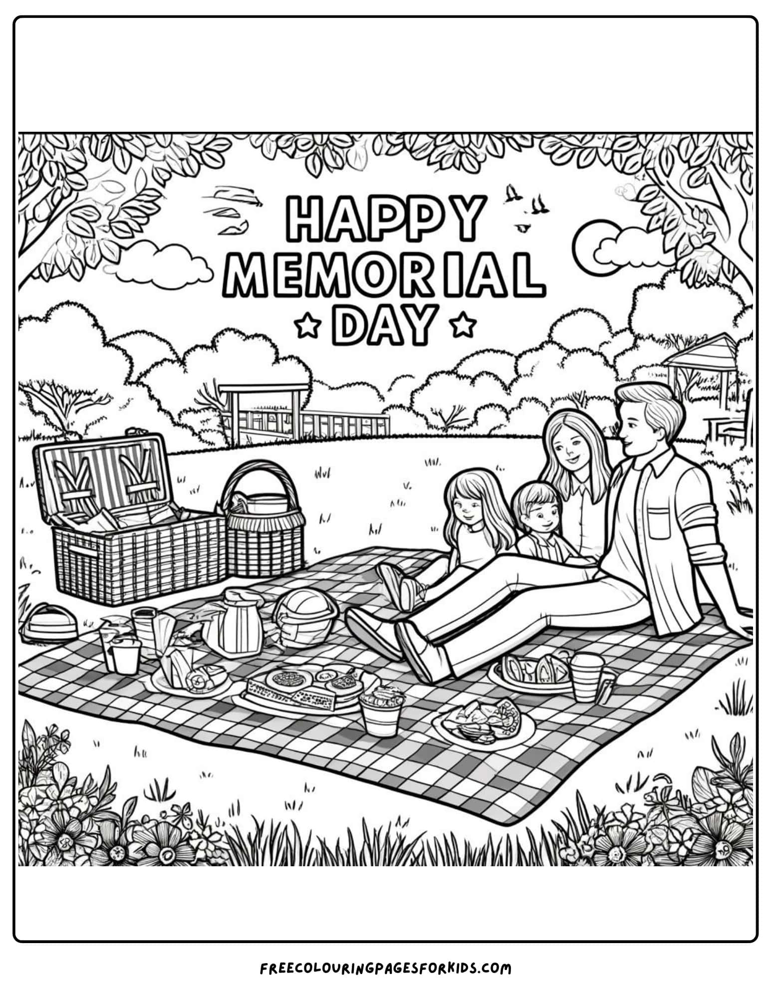 memorial day picnic  coloring page