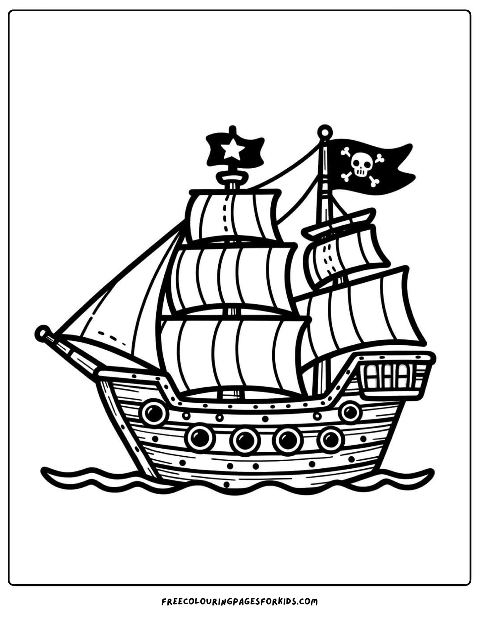 ocean pirate ship coloring page