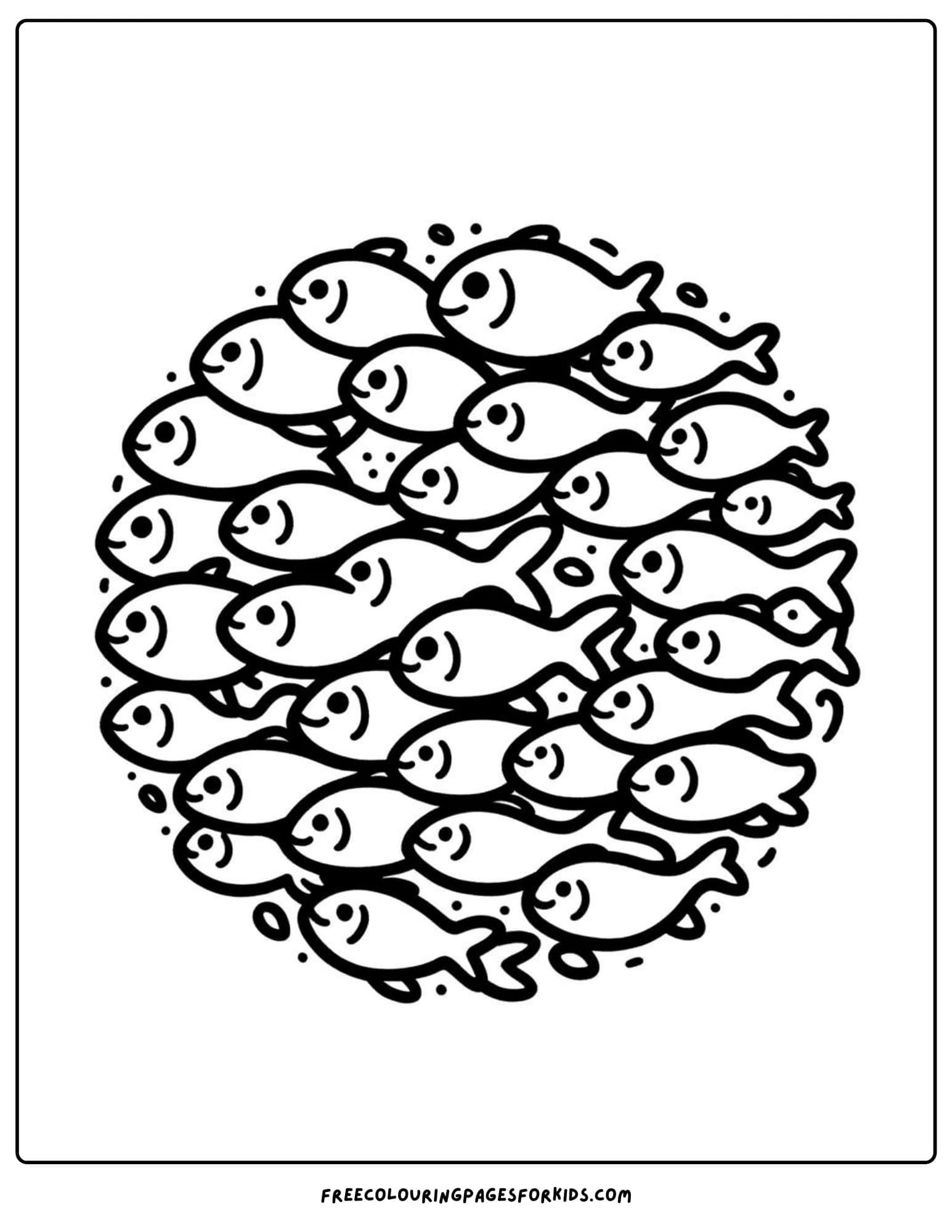 ocean school of fish coloring page