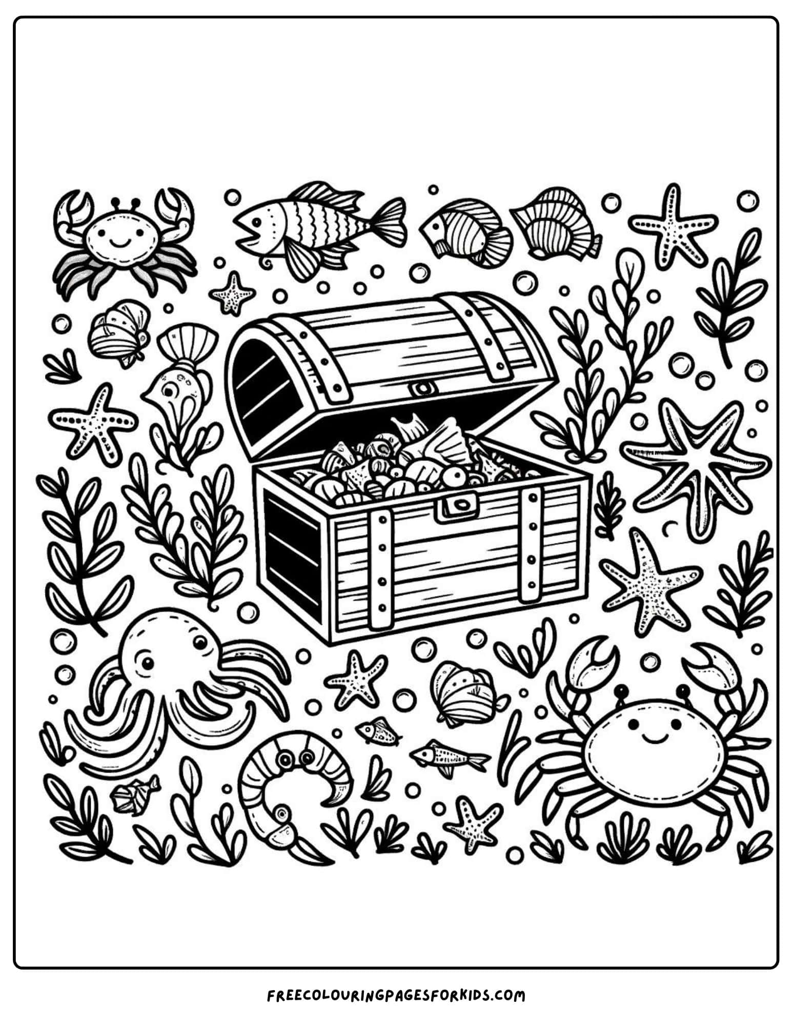 ocean treasure chest coloring page