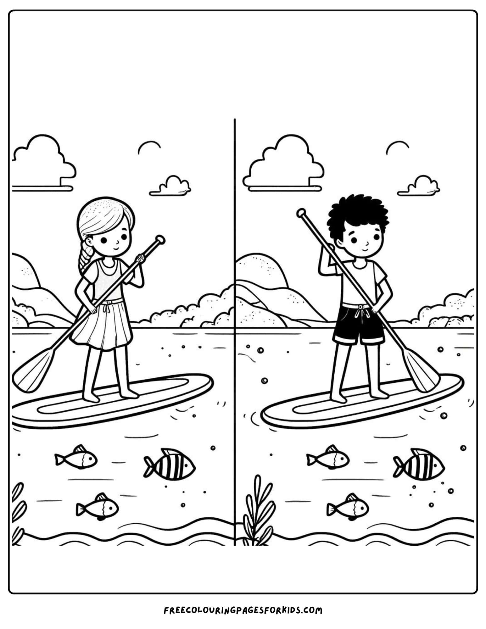 paddleboard adventure coloring page