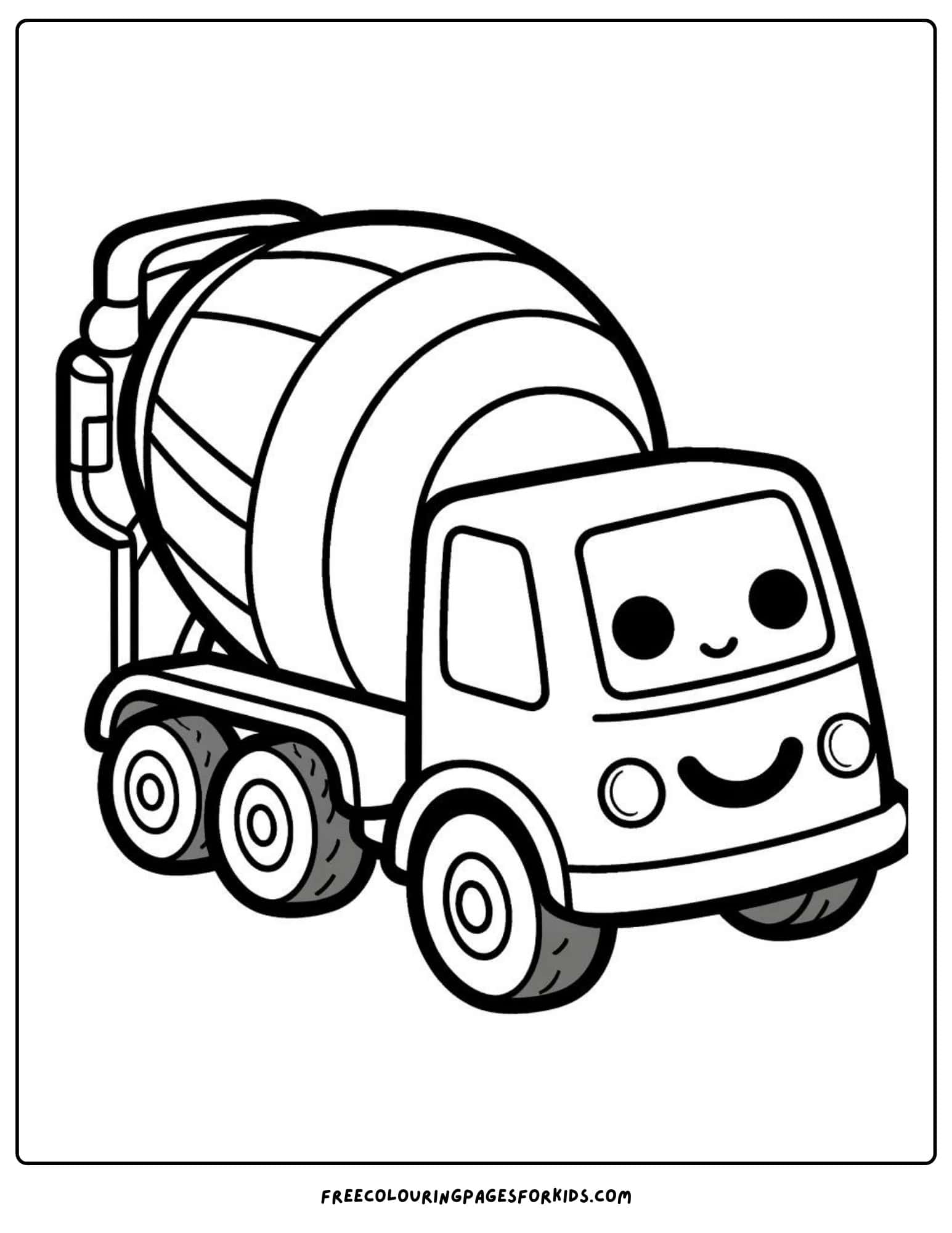 Merry Concrete Mixer Truck coloring page