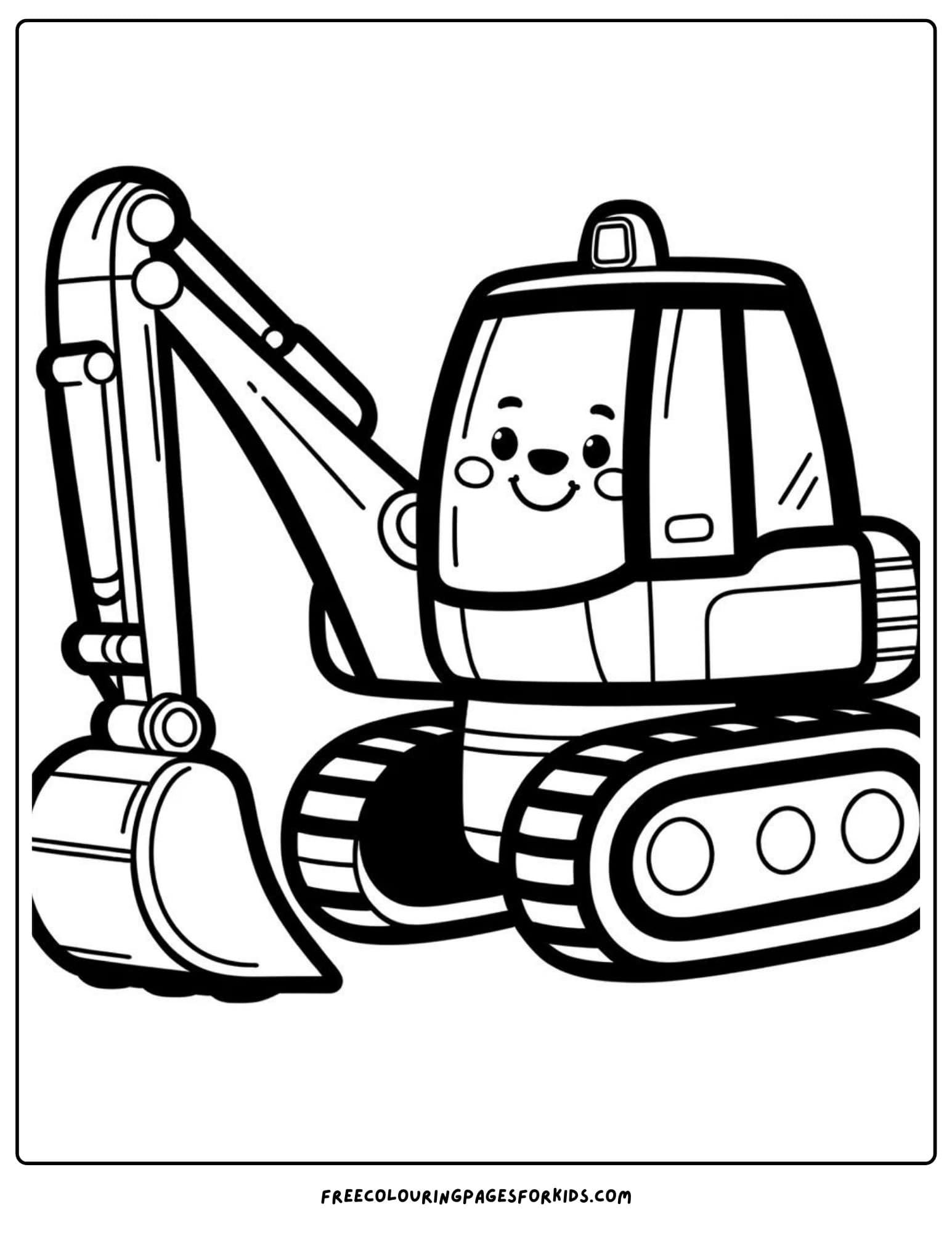 Happy Excavator coloring page