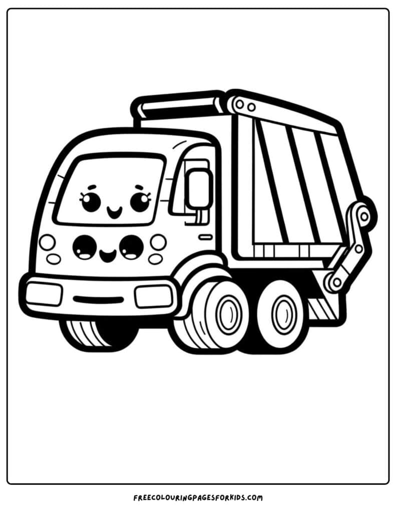 Grinning Garbage Truck - Coloring For Kids