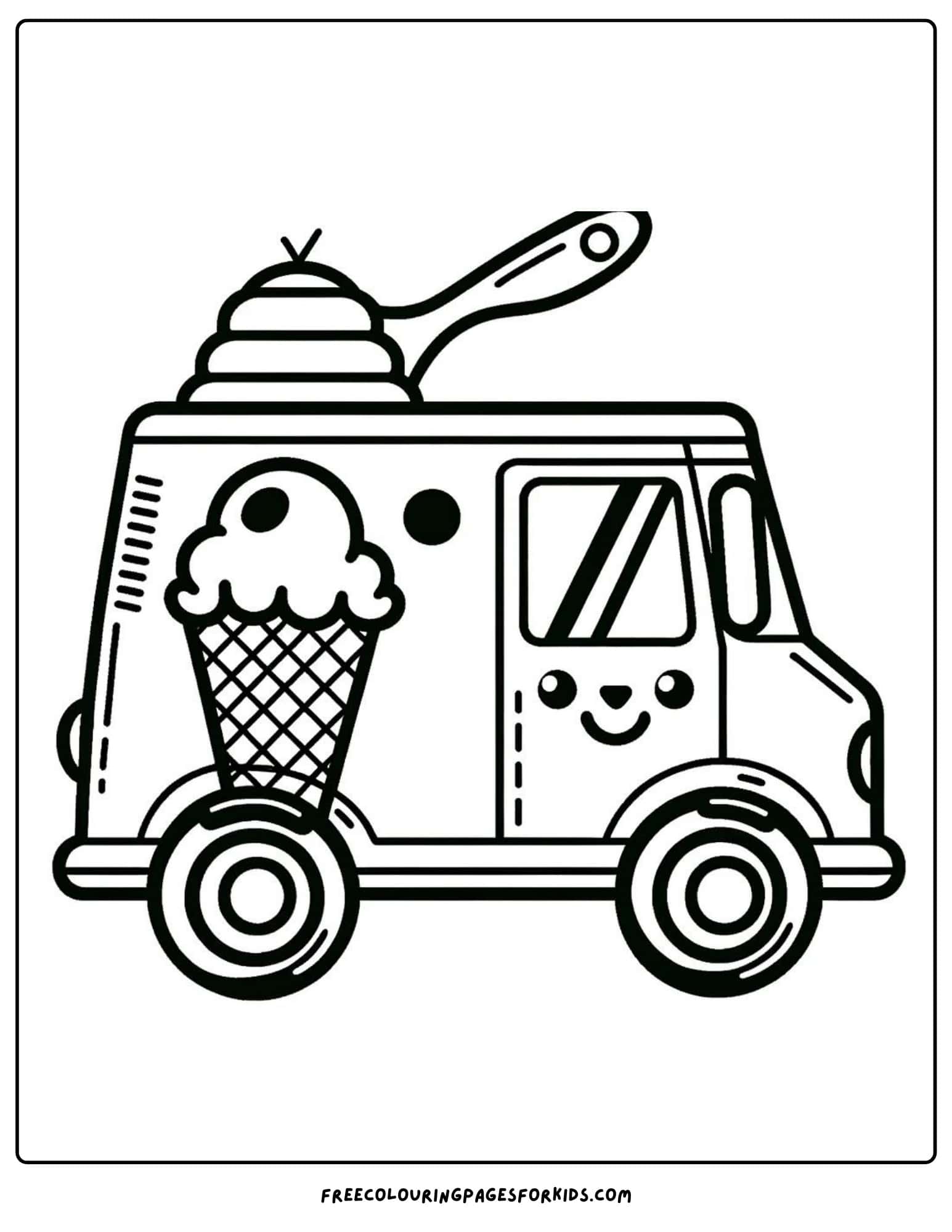 Happy Ice Cream Truck coloring page