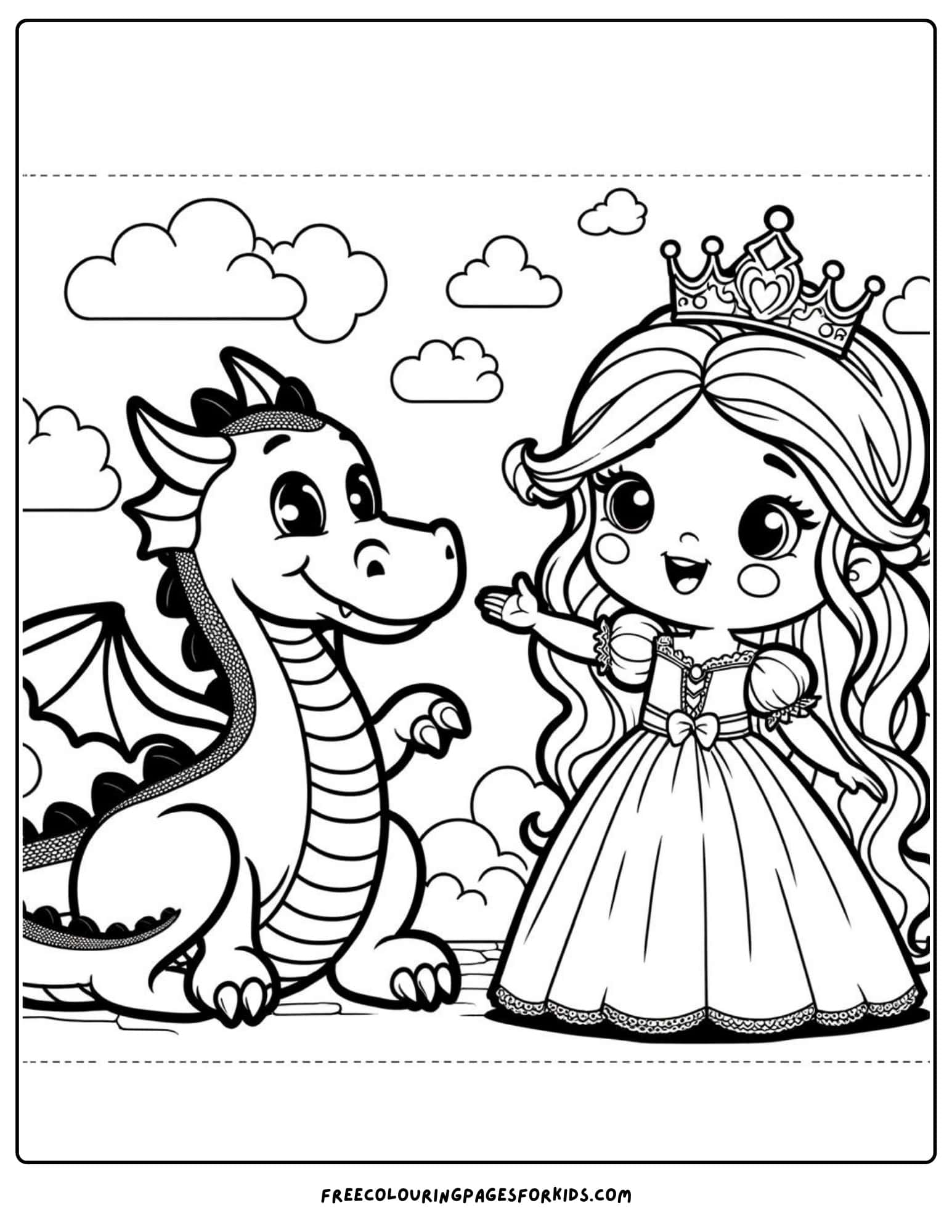 princess and the dragon coloring page