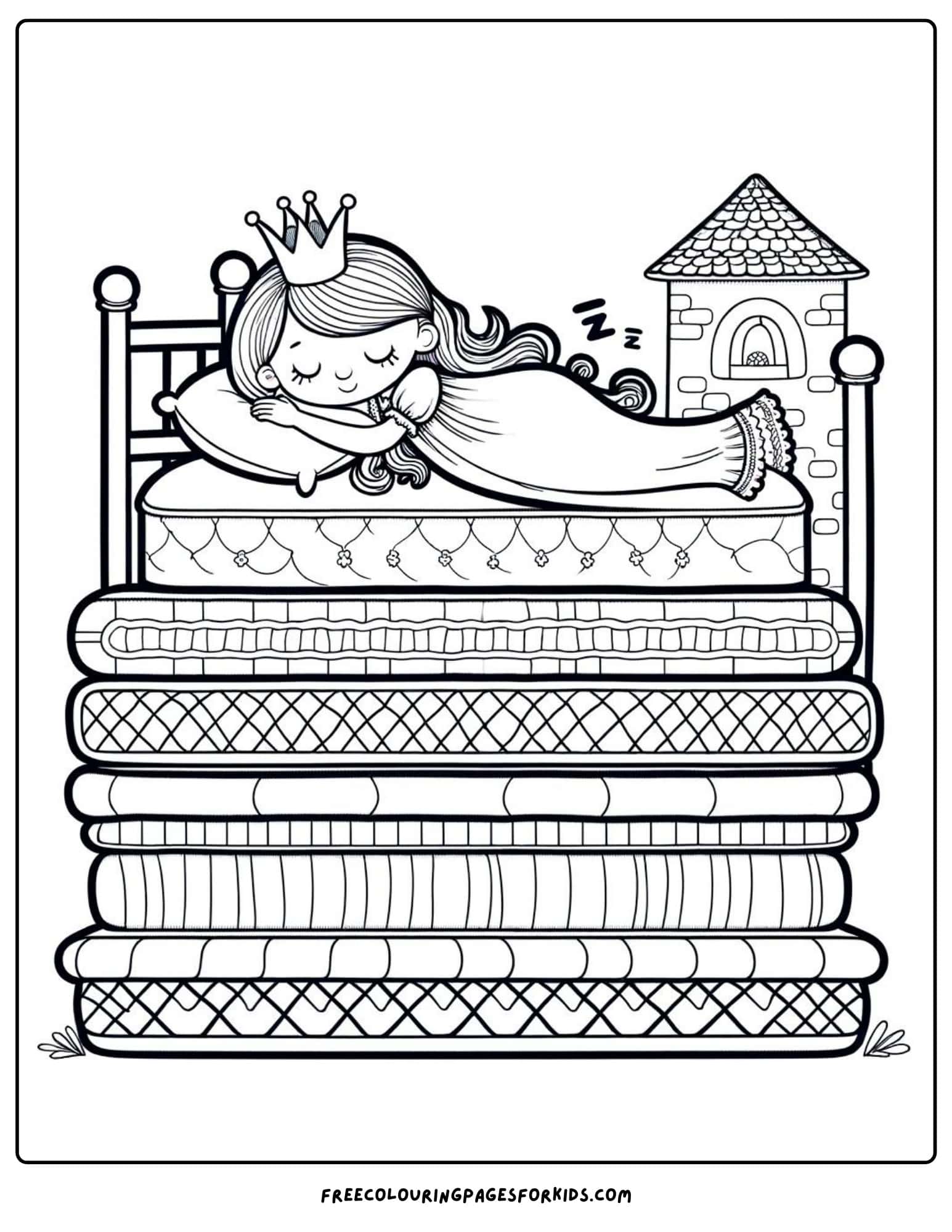 princess and the pea coloring page