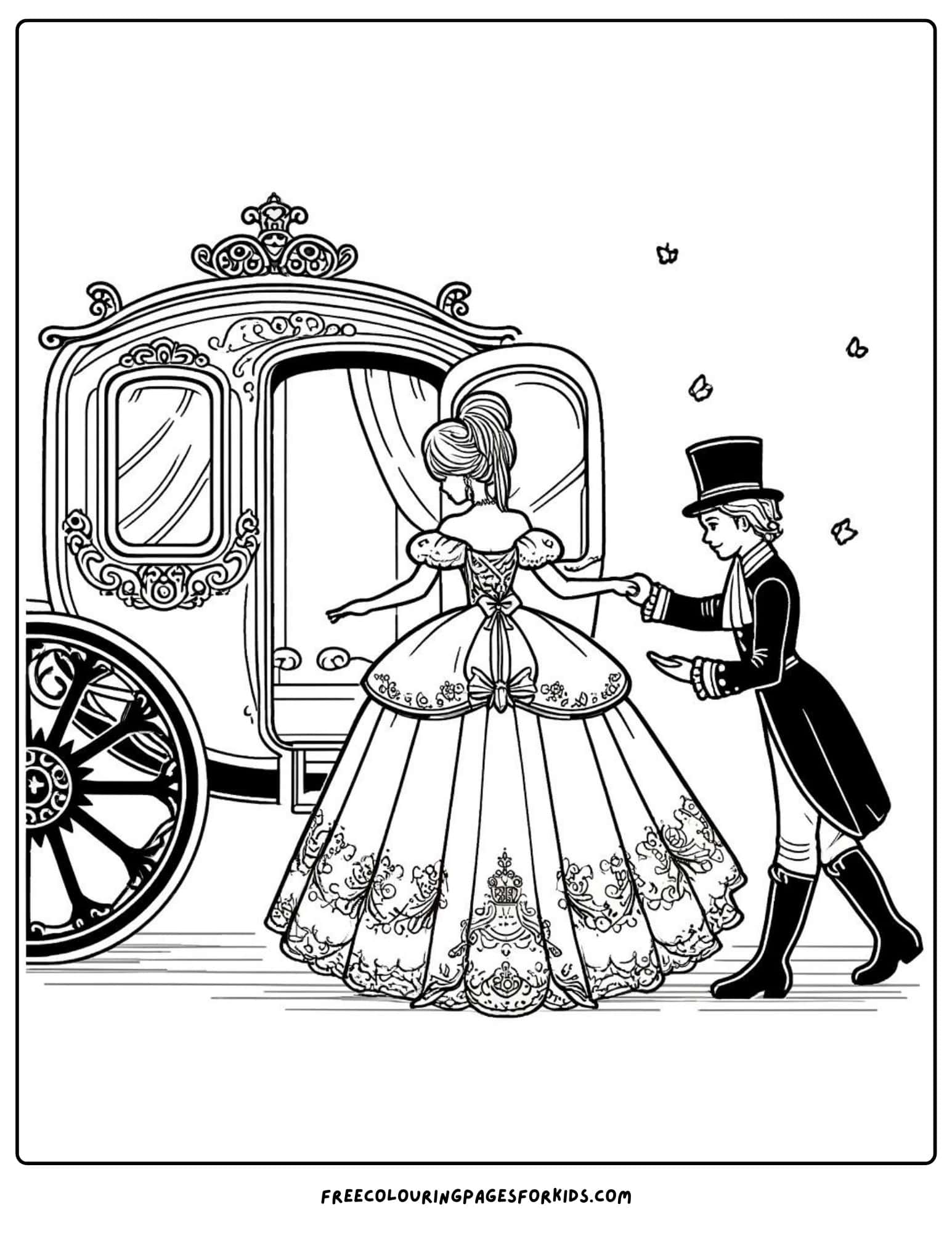 princess arriving at the ball coloring page