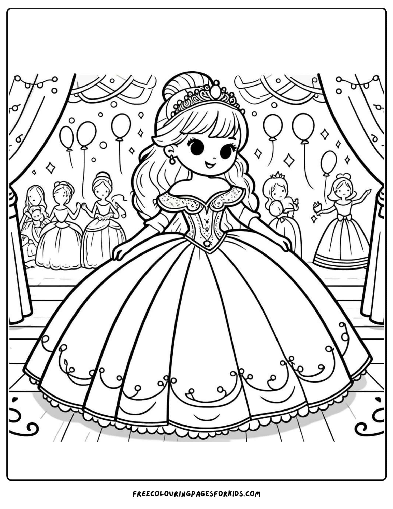 princess at the ball coloring page