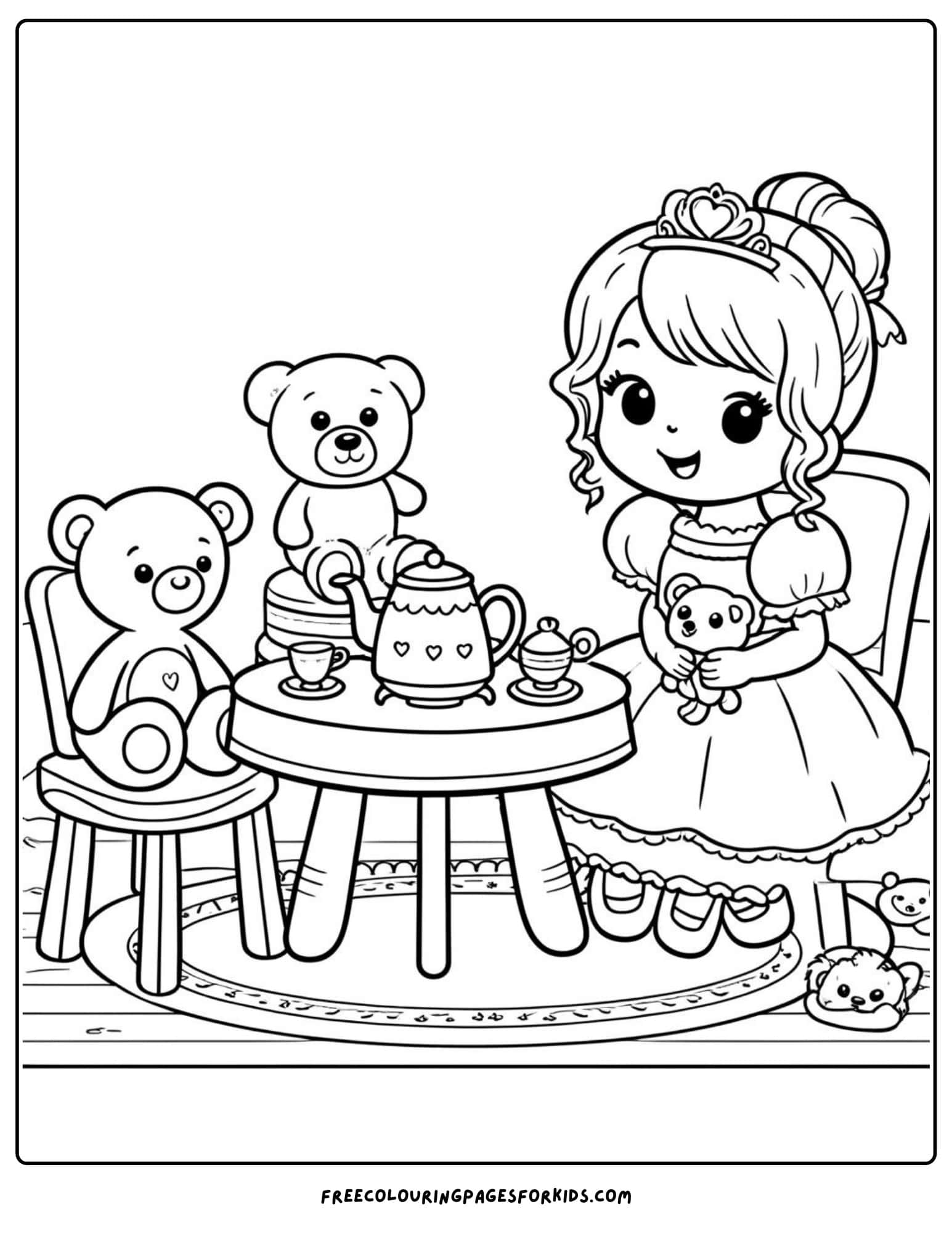 princess tea party coloring page