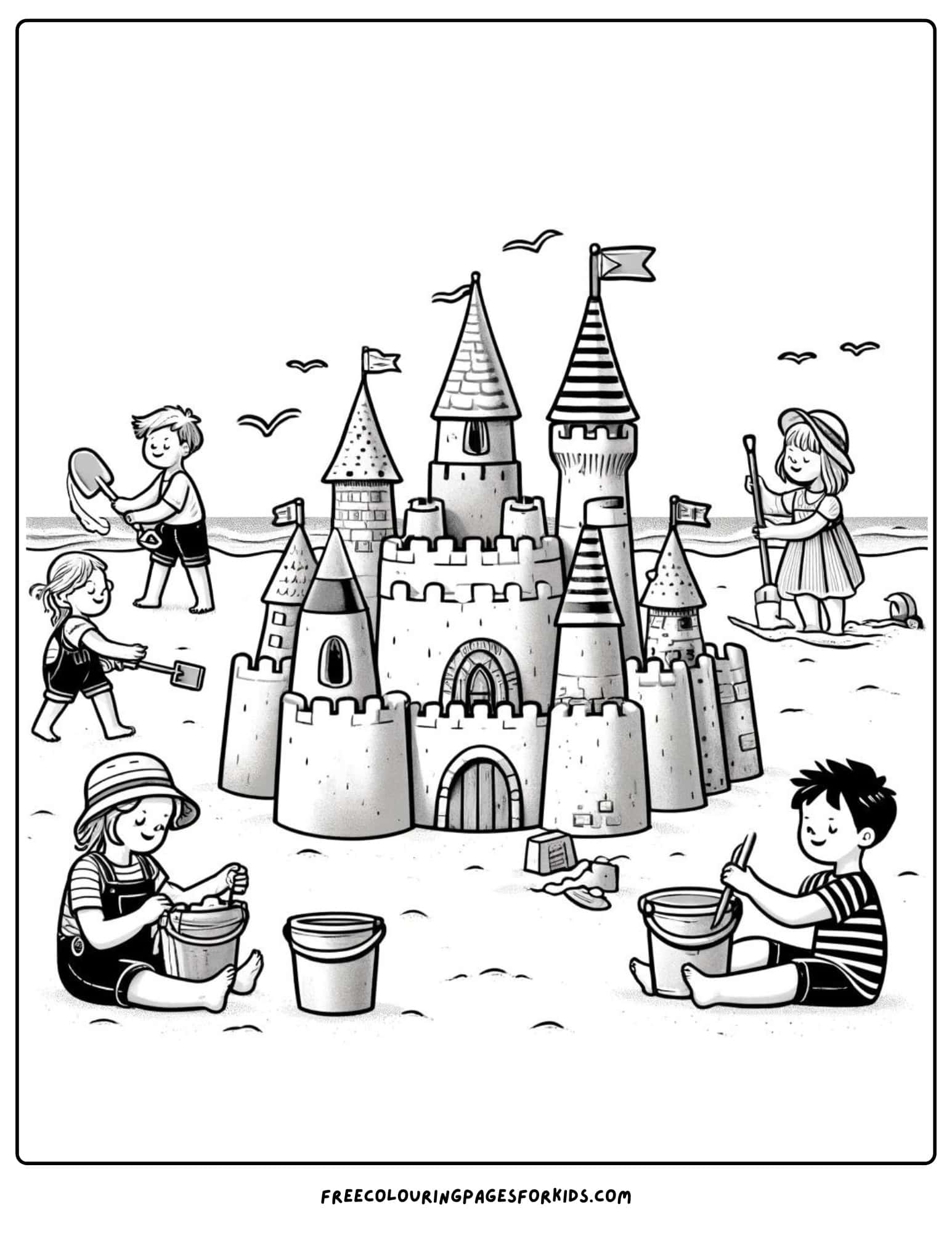 sandcastle competition coloring page