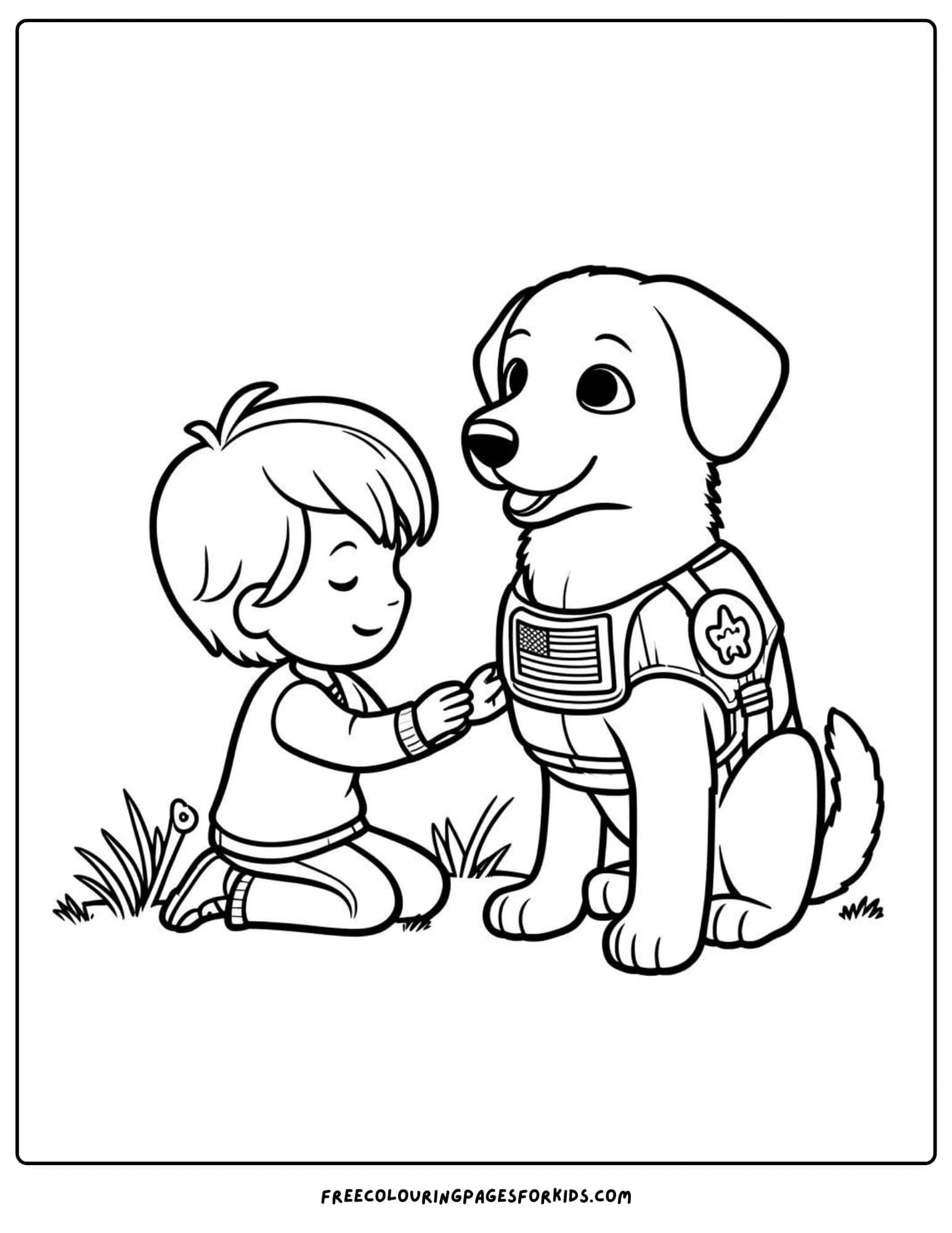 memorial day service dog coloring page