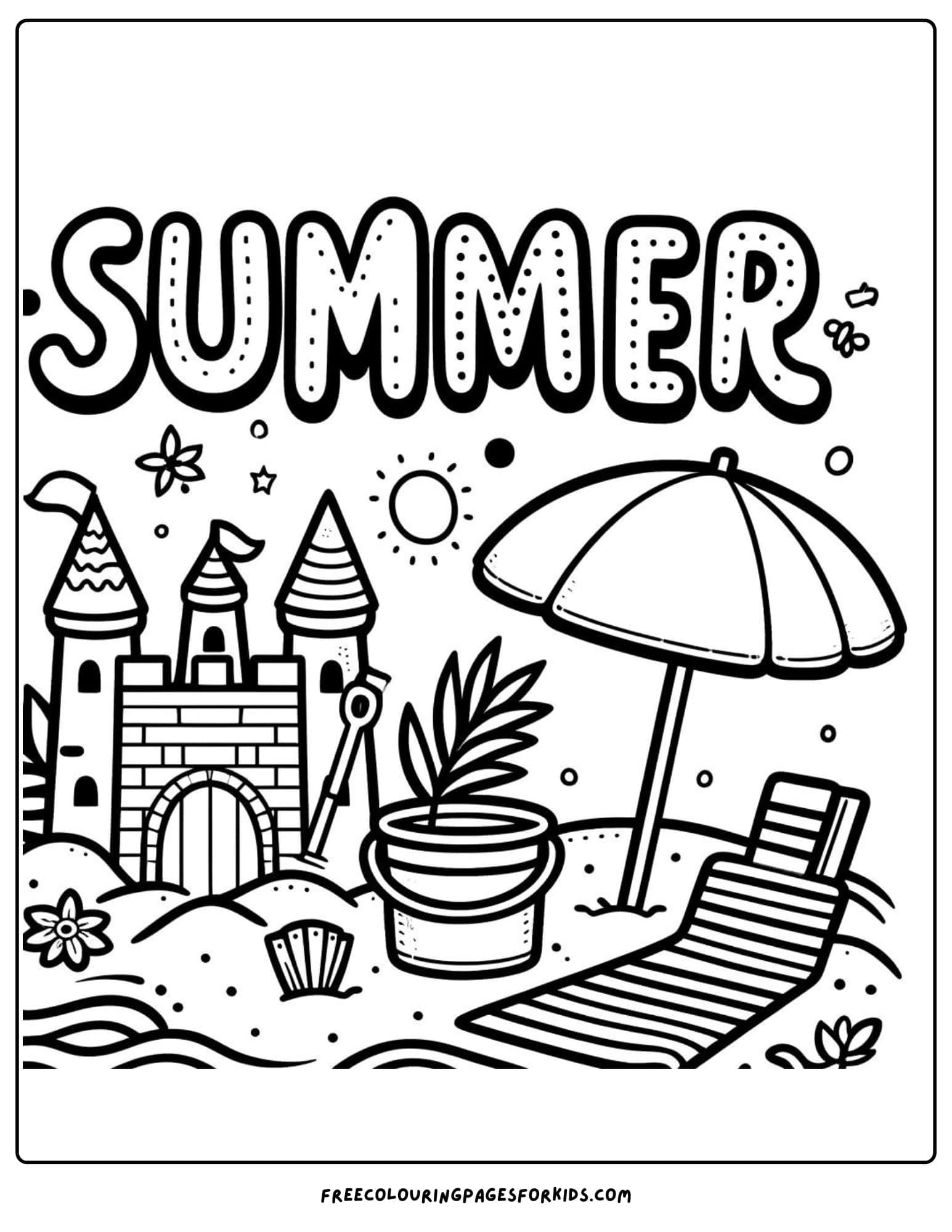 summer at the beach coloring page