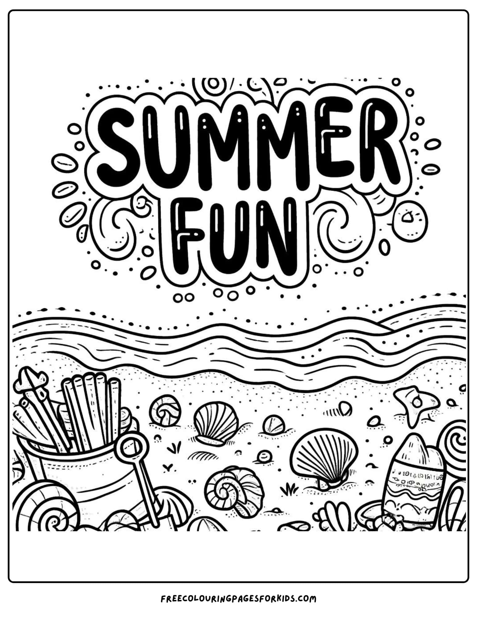 summer fun at the beach coloring page