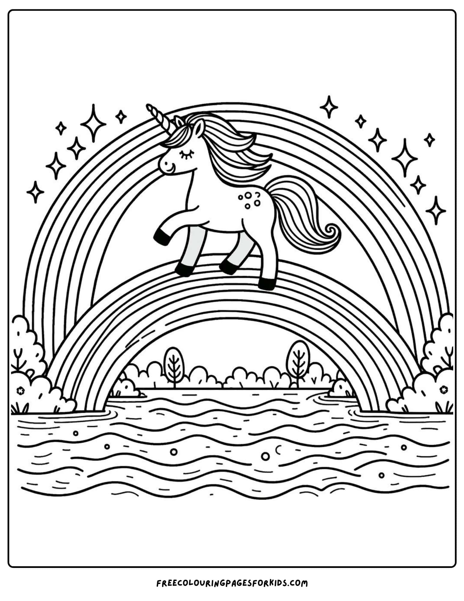 unicorn rainbow bridge coloring page