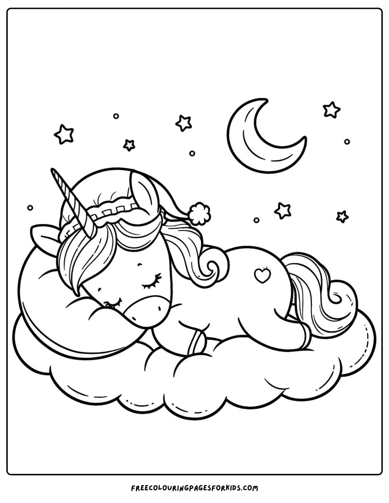 unicorn sleeping coloring page