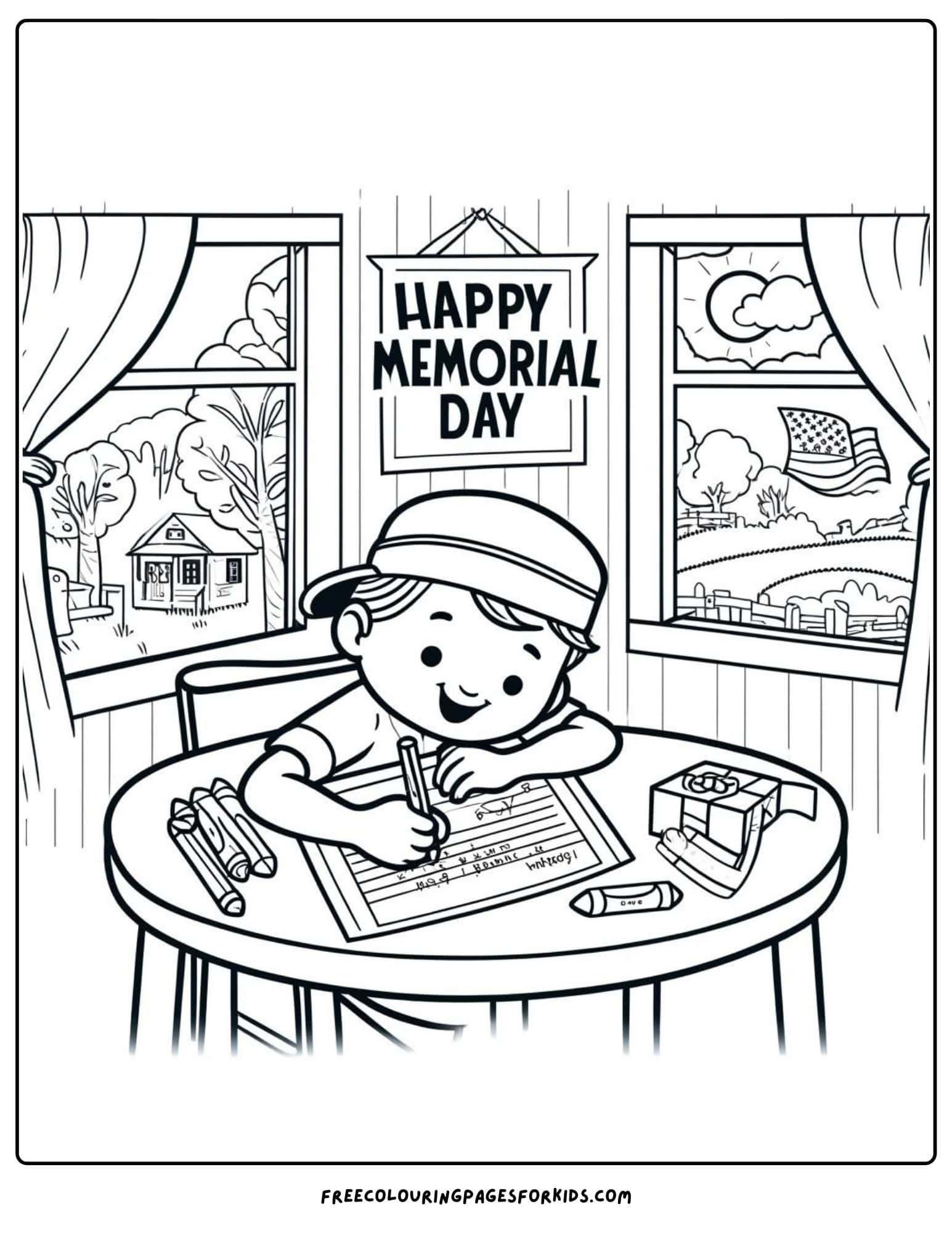 thank you letter memorial day coloring page