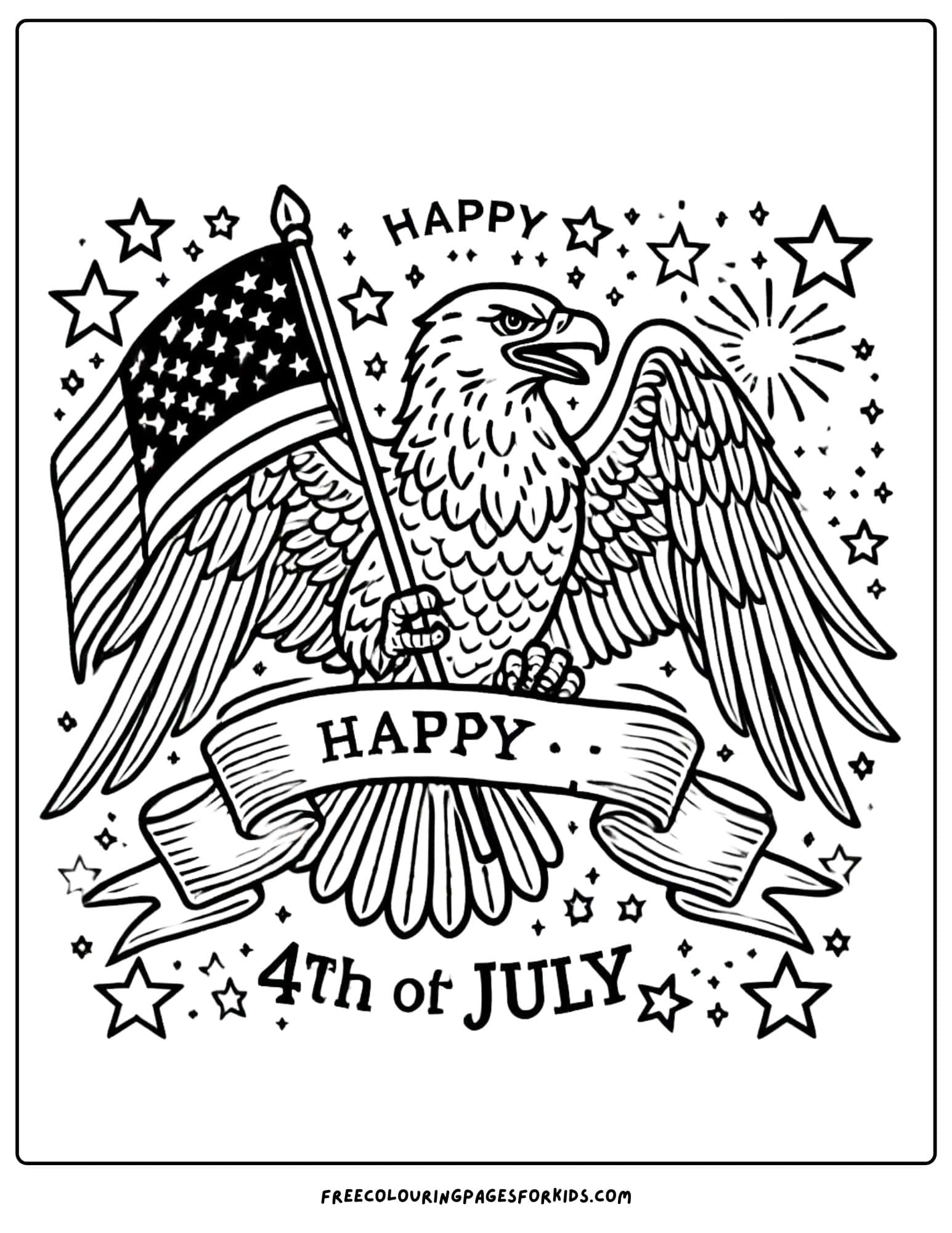 4th of july eagle coloring page