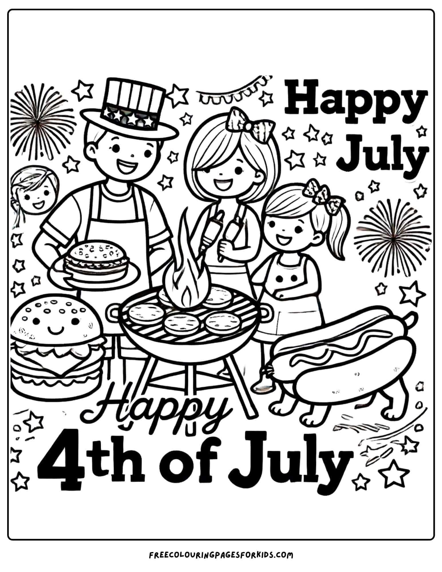 4th of july bbq coloring page